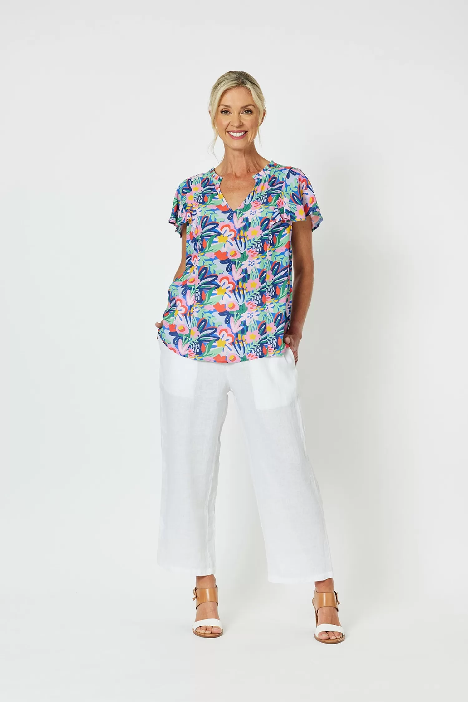 Gordon smith Linen Lovers | Ladies Pants*Lara Wide Leg Linen Pants - White - GS5