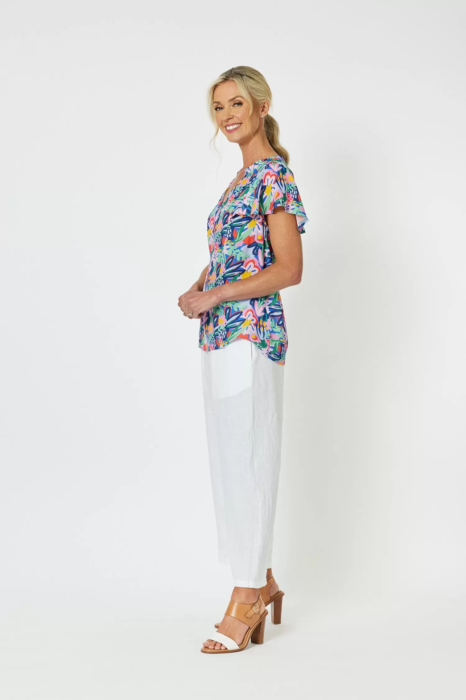 Gordon smith Linen Lovers | Ladies Pants*Lara Wide Leg Linen Pants - White - GS5