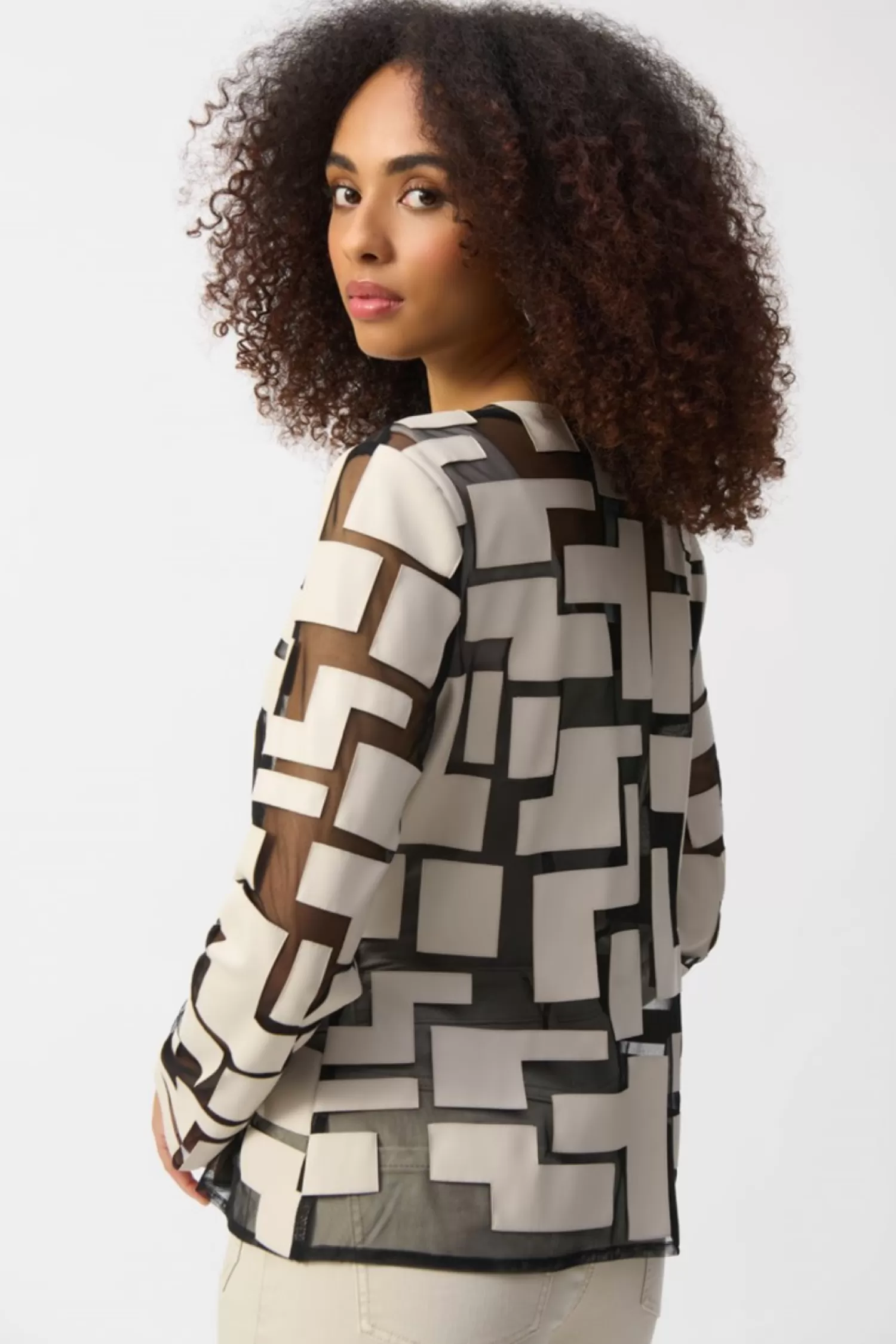 Joseph Ribkoff Coats & Jackets*Leatherette Mesh Jacket - Moonstone - JR50