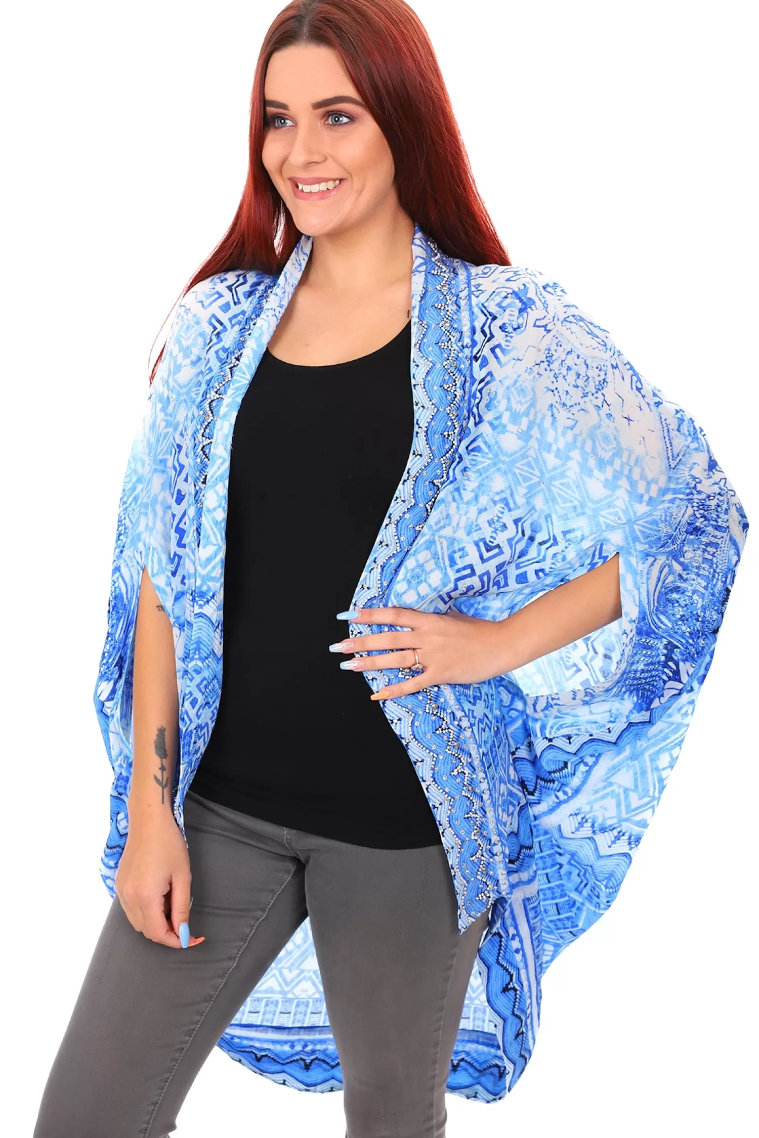 Fashion Spectrum Coats & Jackets*Lima Cape - Blue
