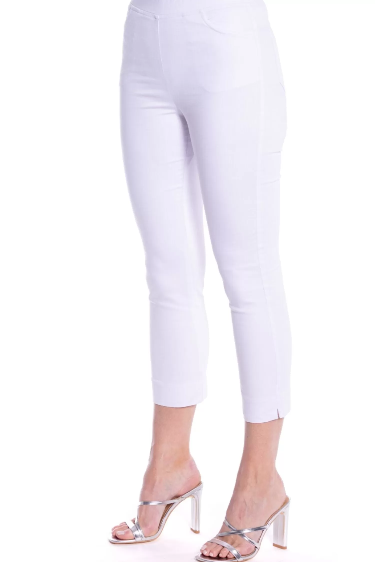 Cafe Latte Women's Jeans*Lina 7/8 Pull on Pant - White - CL1