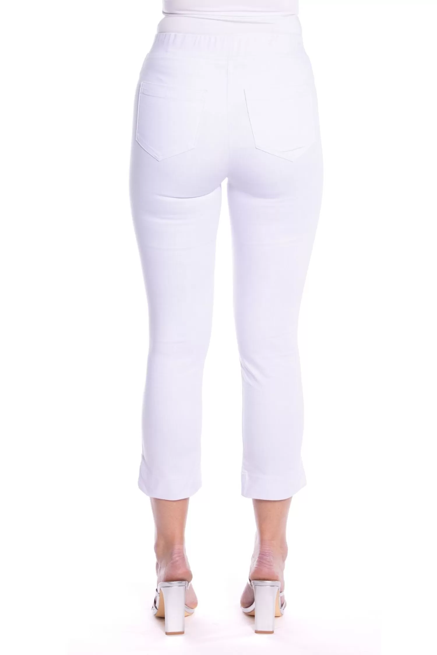Cafe Latte Women's Jeans*Lina 7/8 Pull on Pant - White - CL1