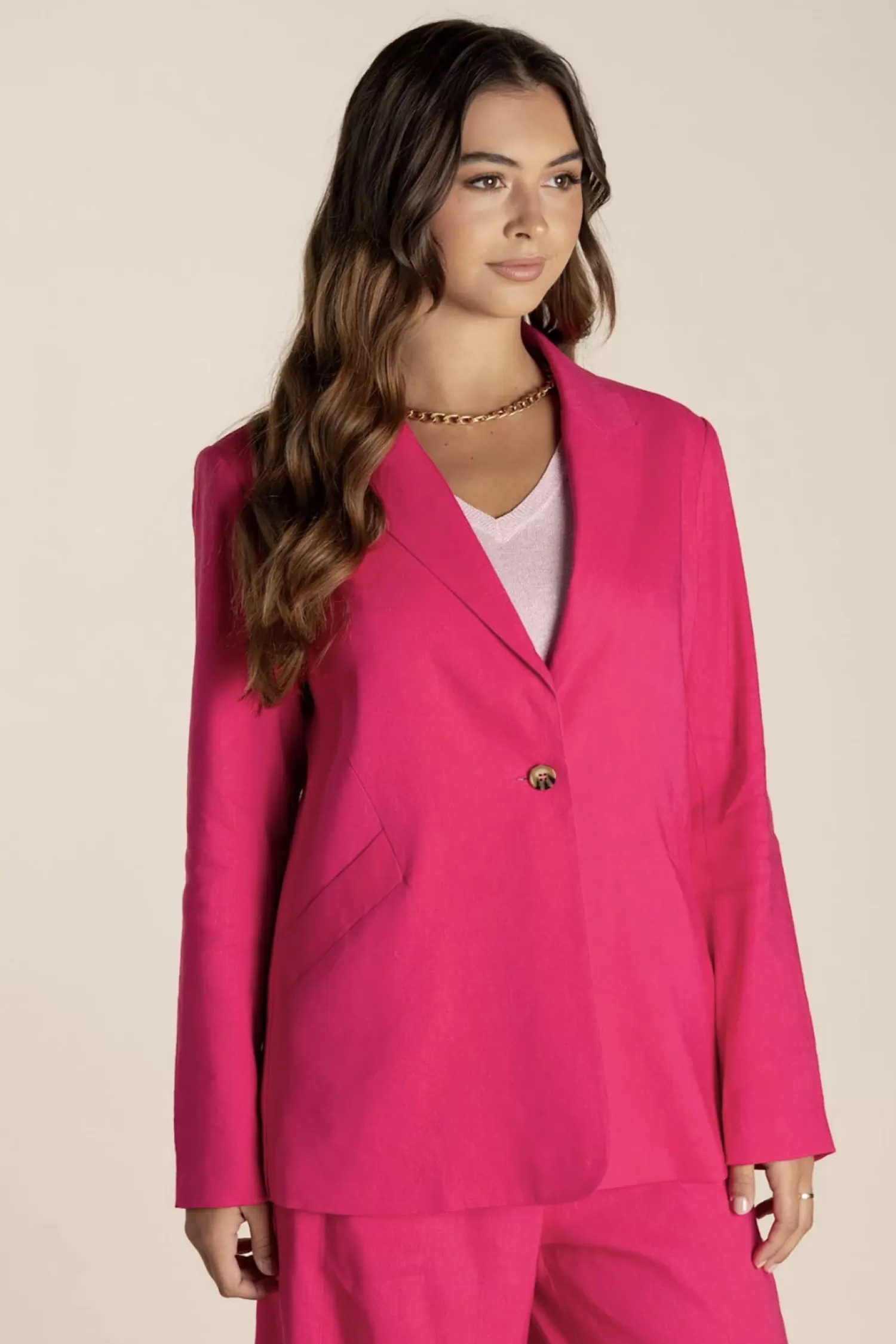 Two-T's Linen Lovers | Coats & Jackets*Linen Blazer - Raspberry - TT10