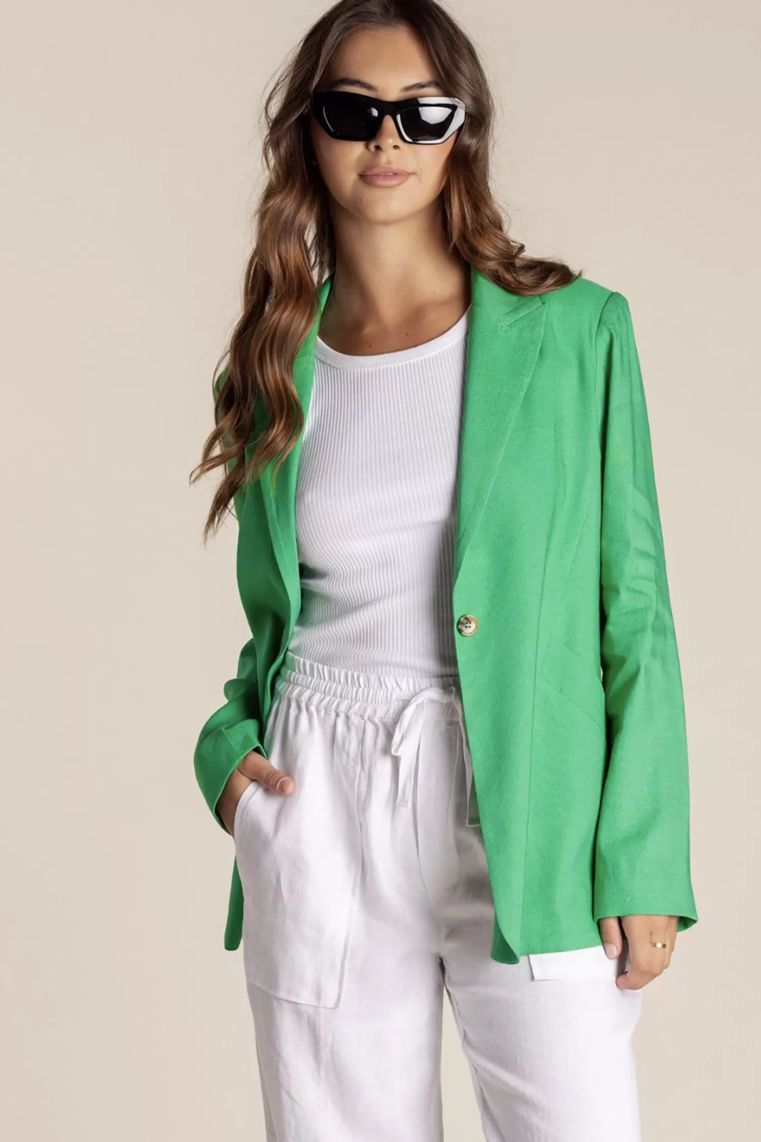 Two-T's Linen Lovers | Coats & Jackets*Linen Blazer - Sea Green - TT10