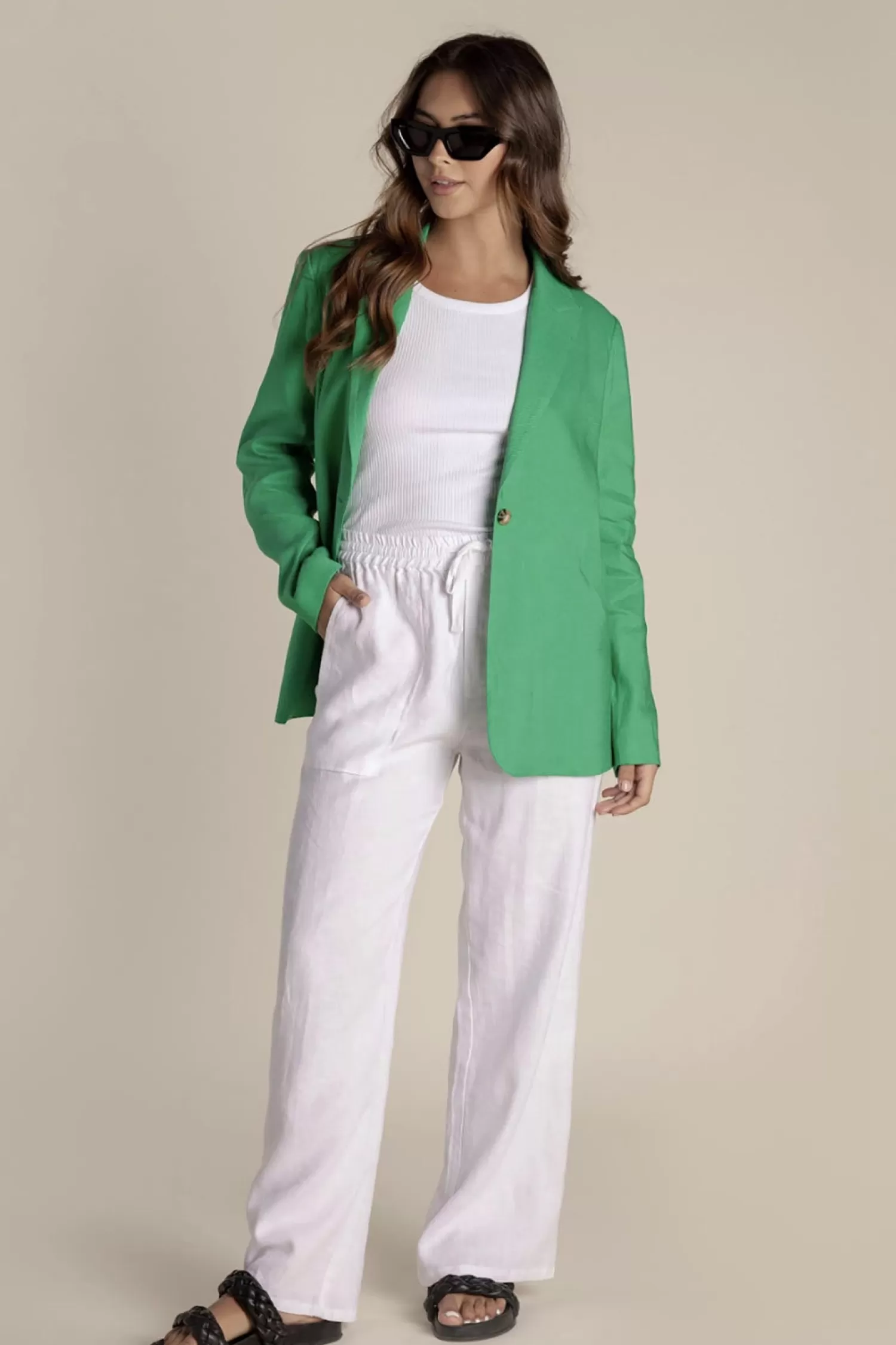 Two-T's Linen Lovers | Coats & Jackets*Linen Blazer - Sea Green - TT10