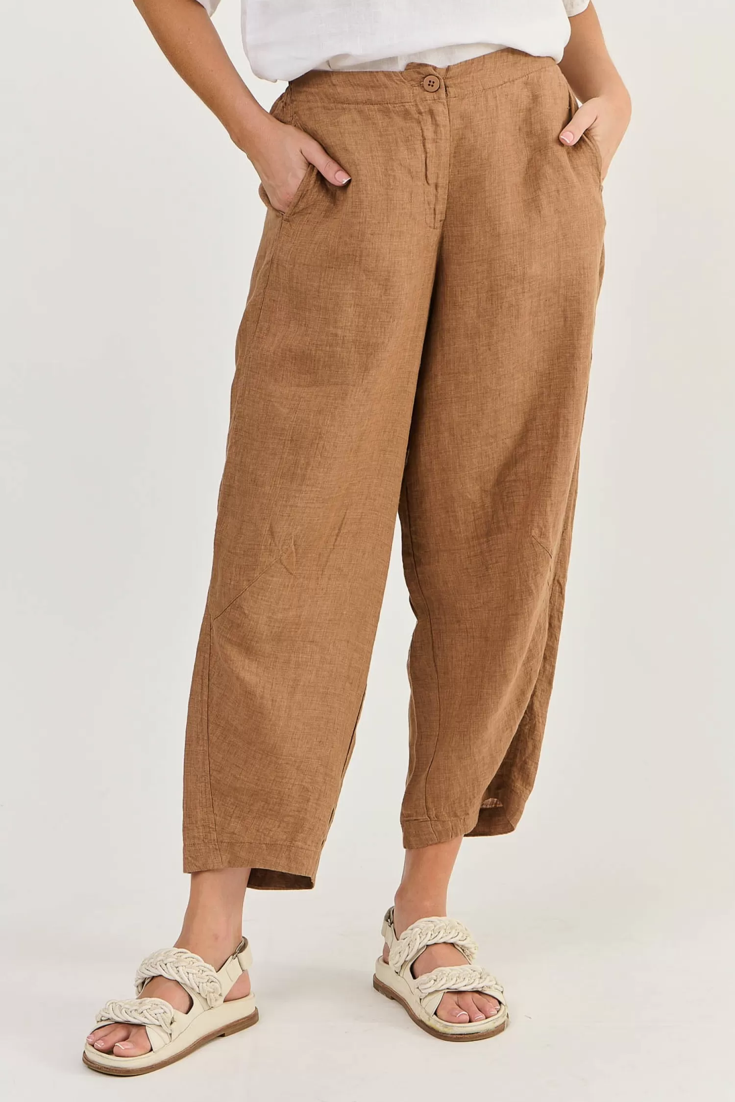 Naturals By O & J Ladies Pants*Lucia Linen Pant - Gingerbread - OJ38