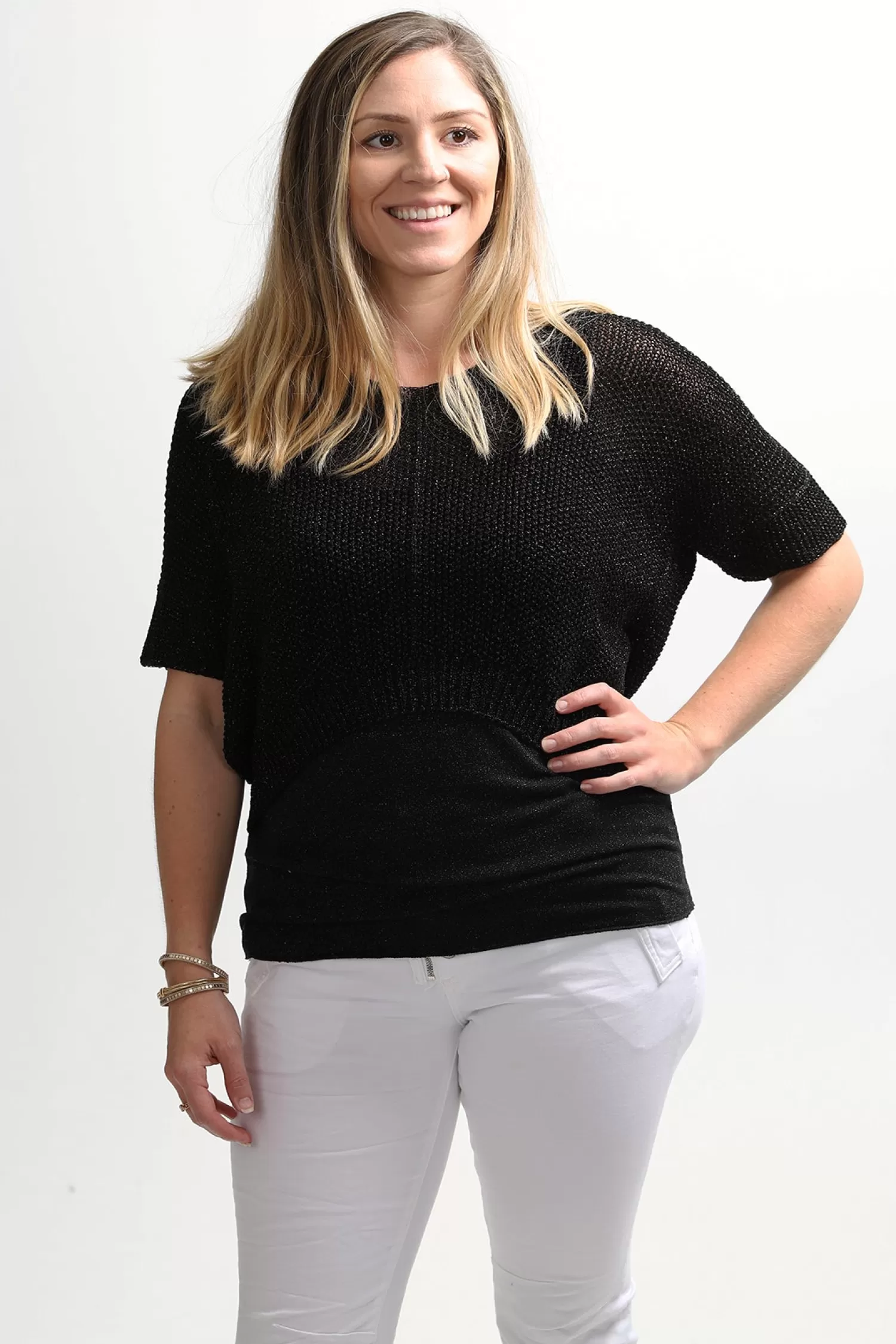 Cindy G Jumpers & Knitwear*Lurex Jumper - Black - CG18