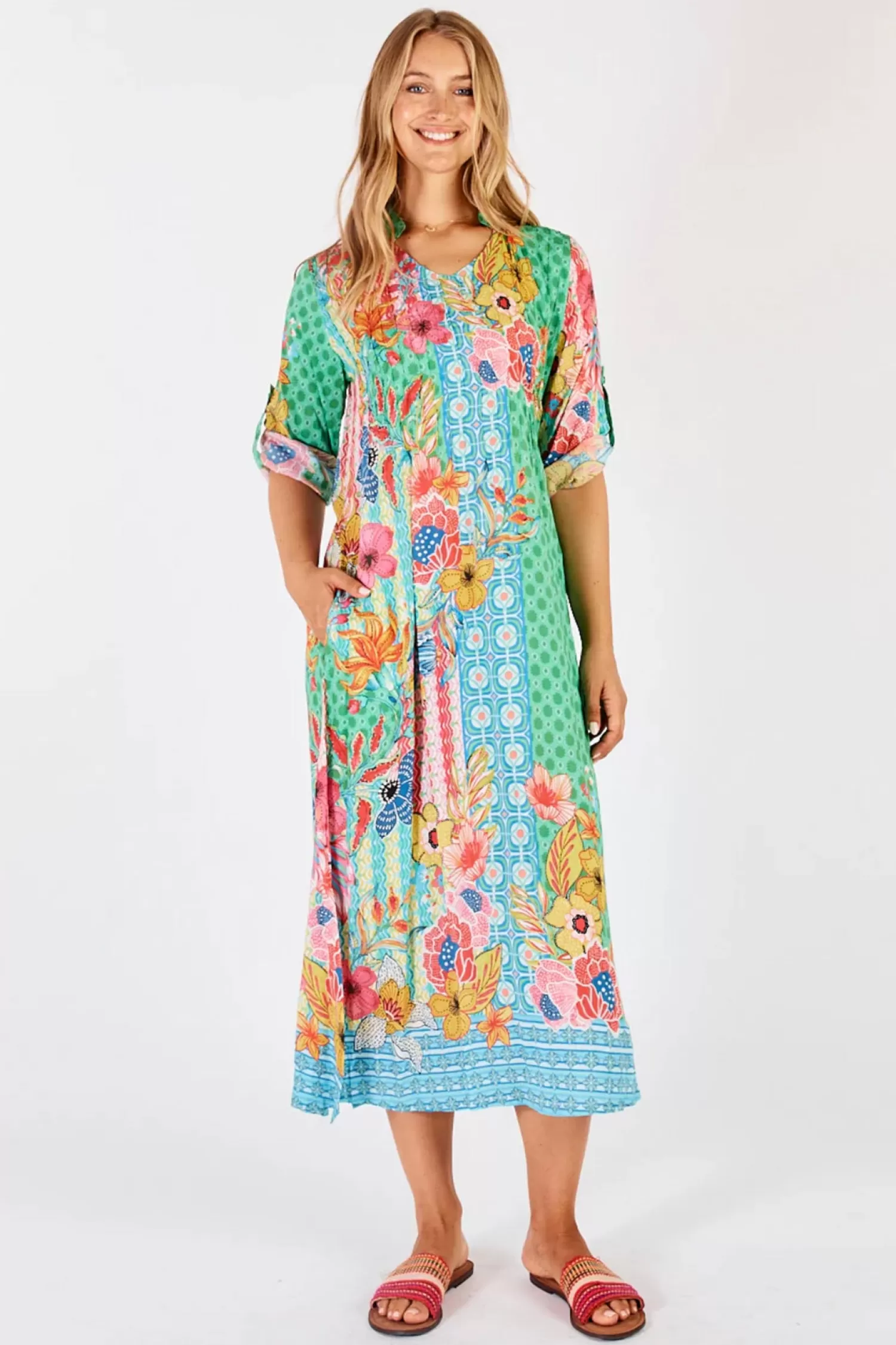 Lula Life Dresses*Miranda Midi Dress - Sea - LL7