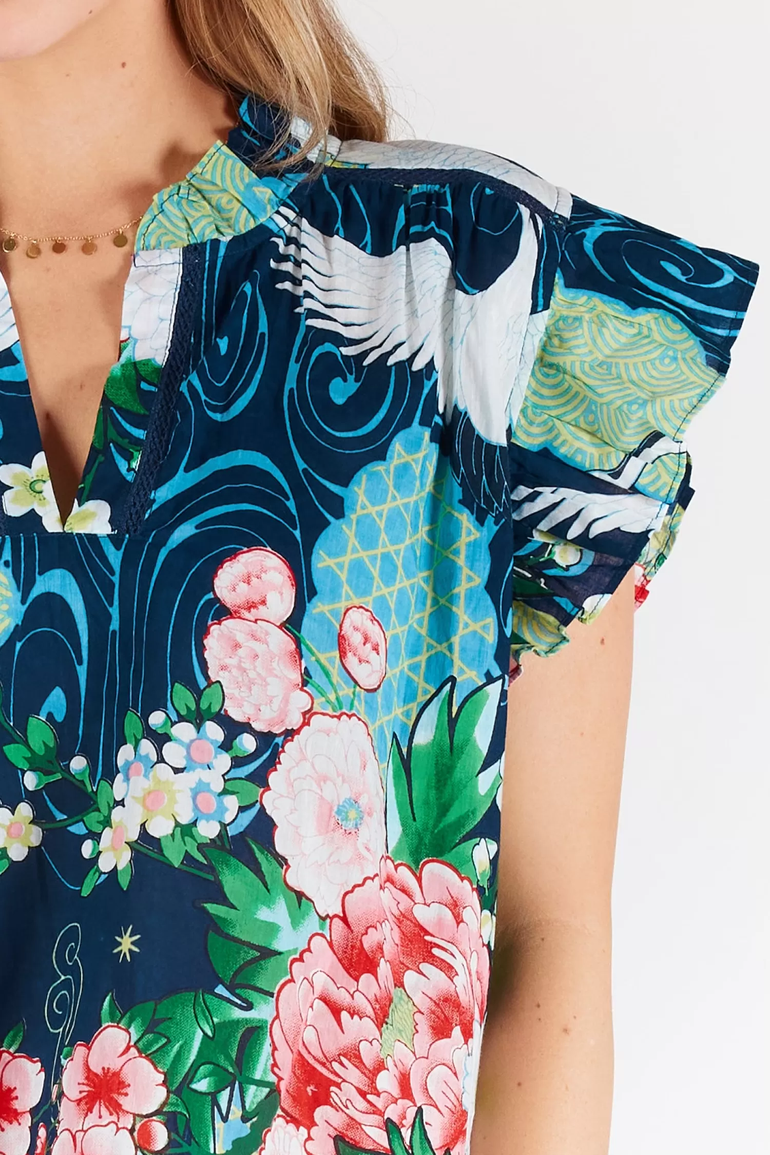Lula Life Shirts & Tops*Mitzuki Ruffle Top - Navy - LL41
