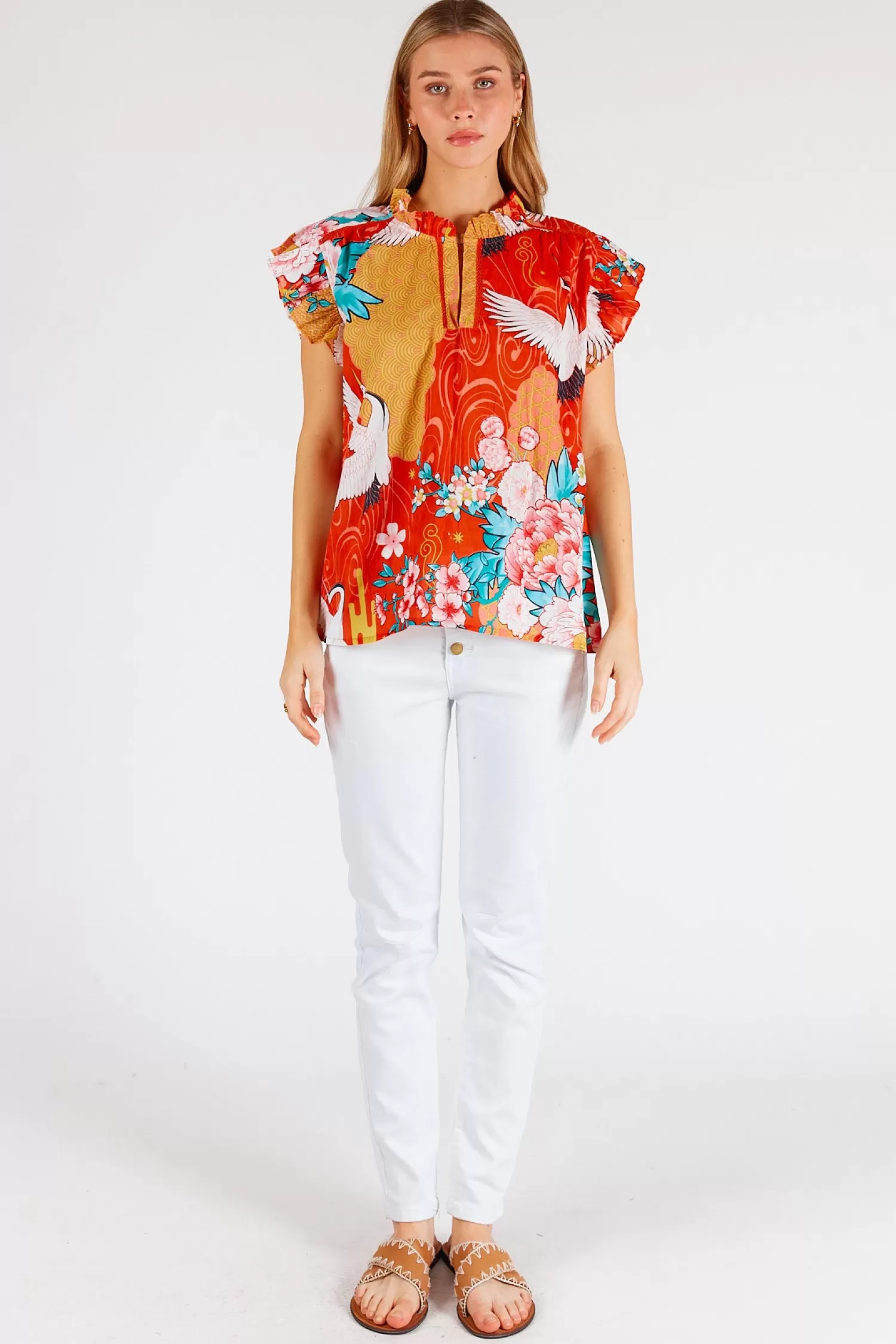 Lula Life Shirts & Tops*Mitzuki Ruffle Top - Red - LL41