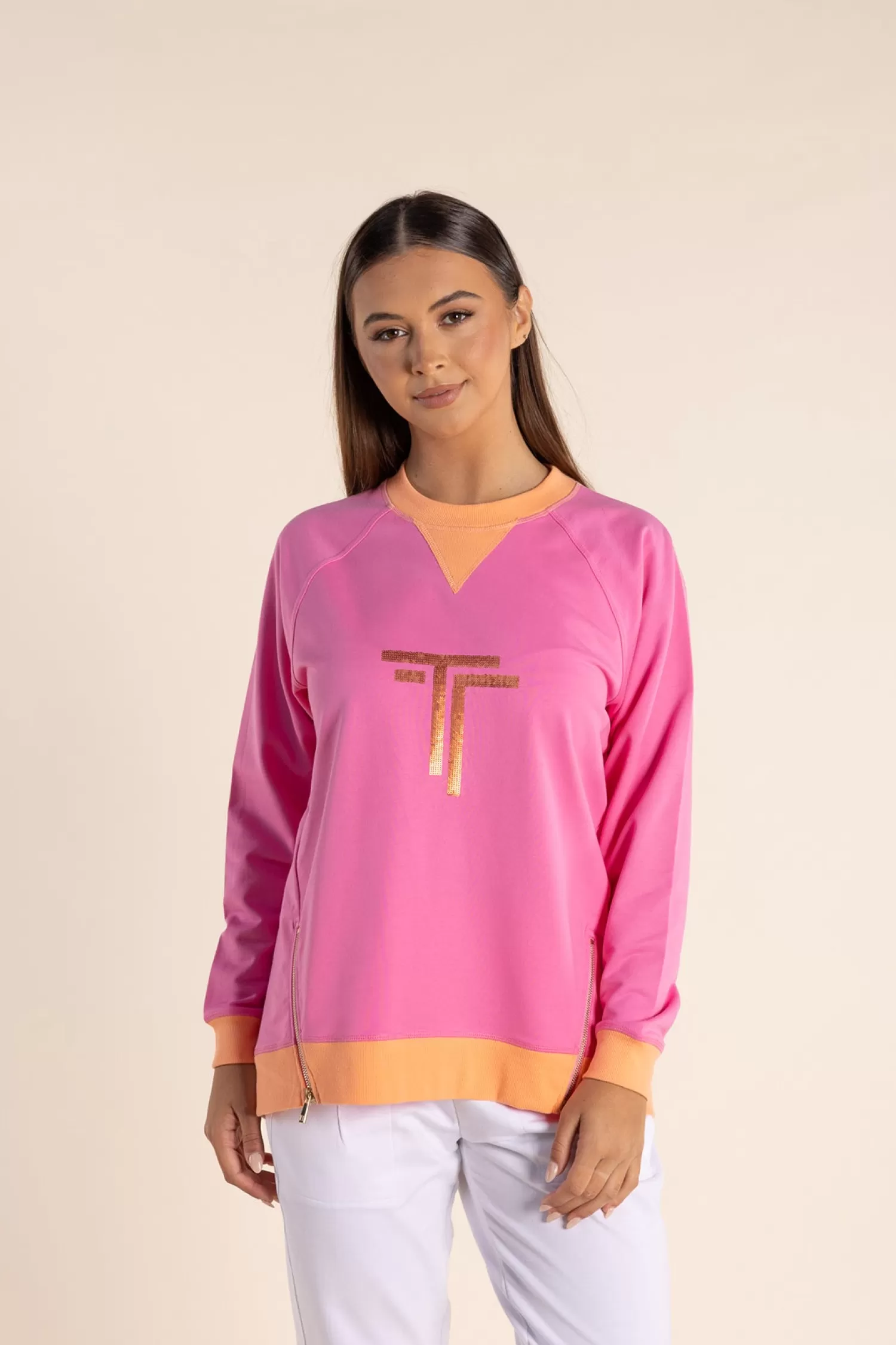 Two-T's Activewear*Naya Zip Sweat - Fizzy Pink - TT54