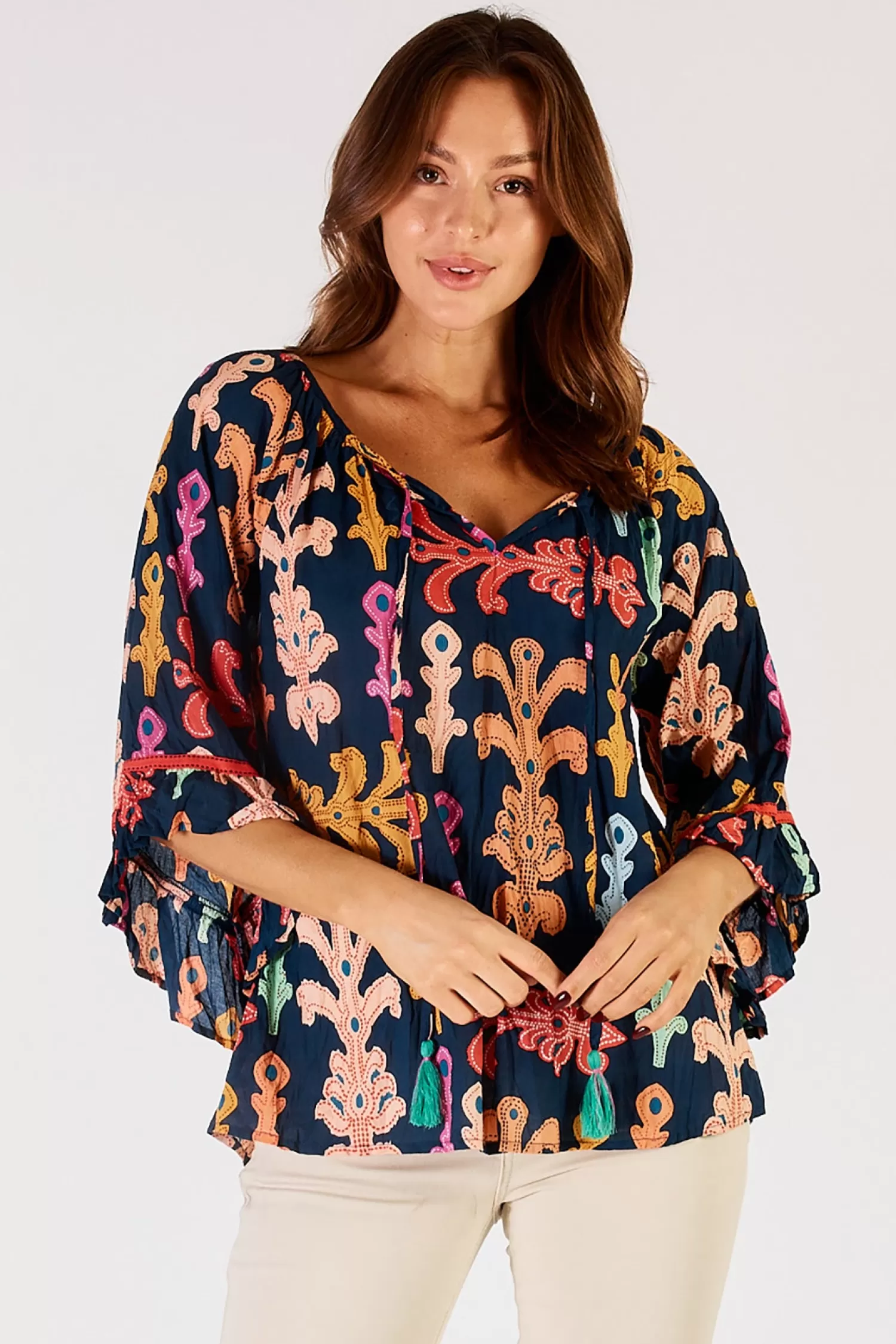 Lula Life Shirts & Tops*Olivia Top - Navy - LL3