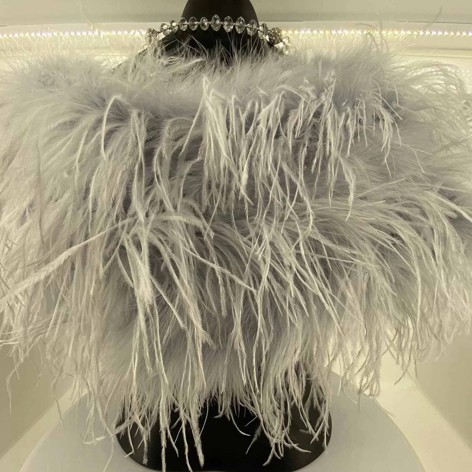 Pizazz Boutique Feather Wraps*Ostrich Feather Shrug | Light Grey | FI2