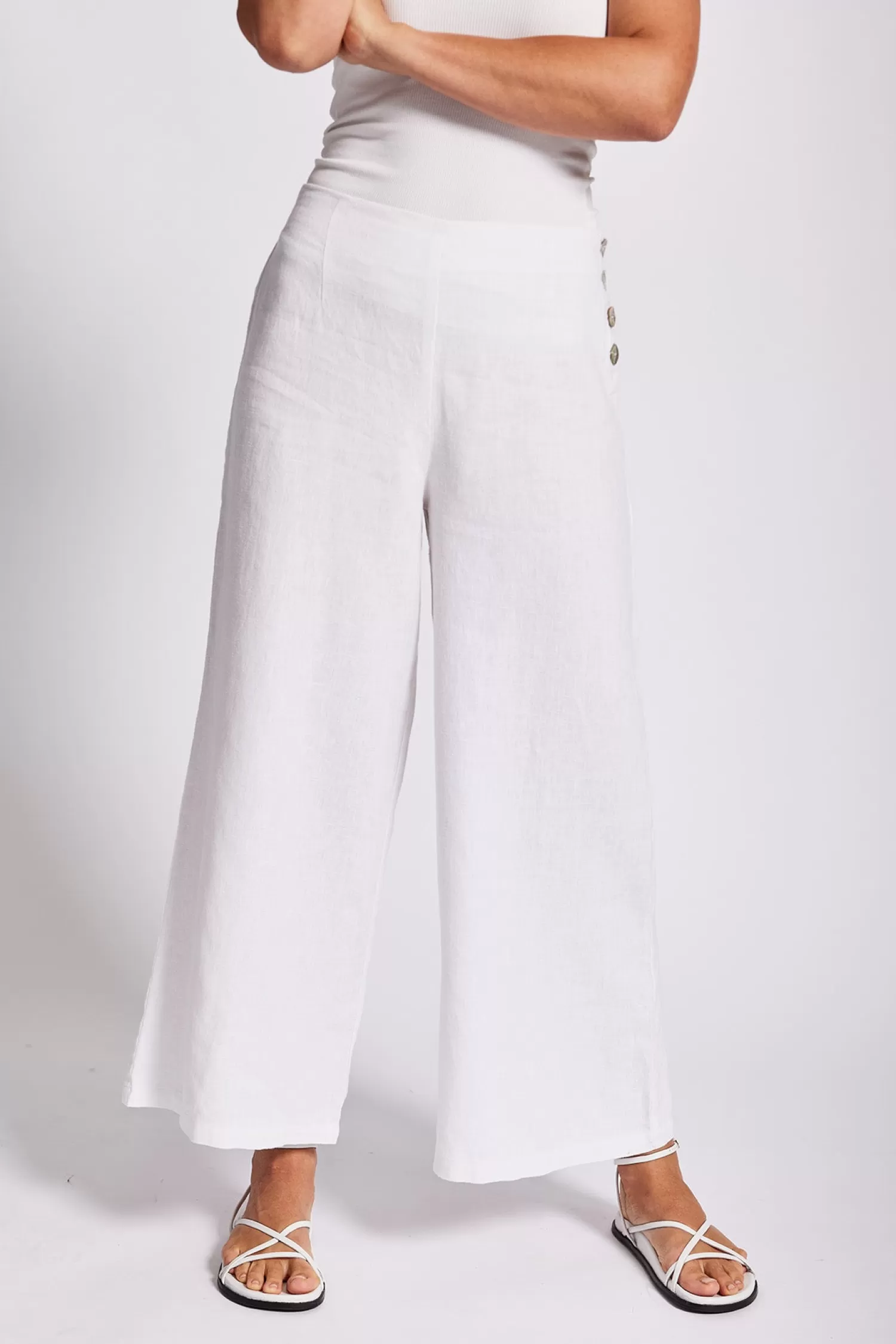 See Saw Linen Lovers | Ladies Pants*Palazzo Pants - White - SS7