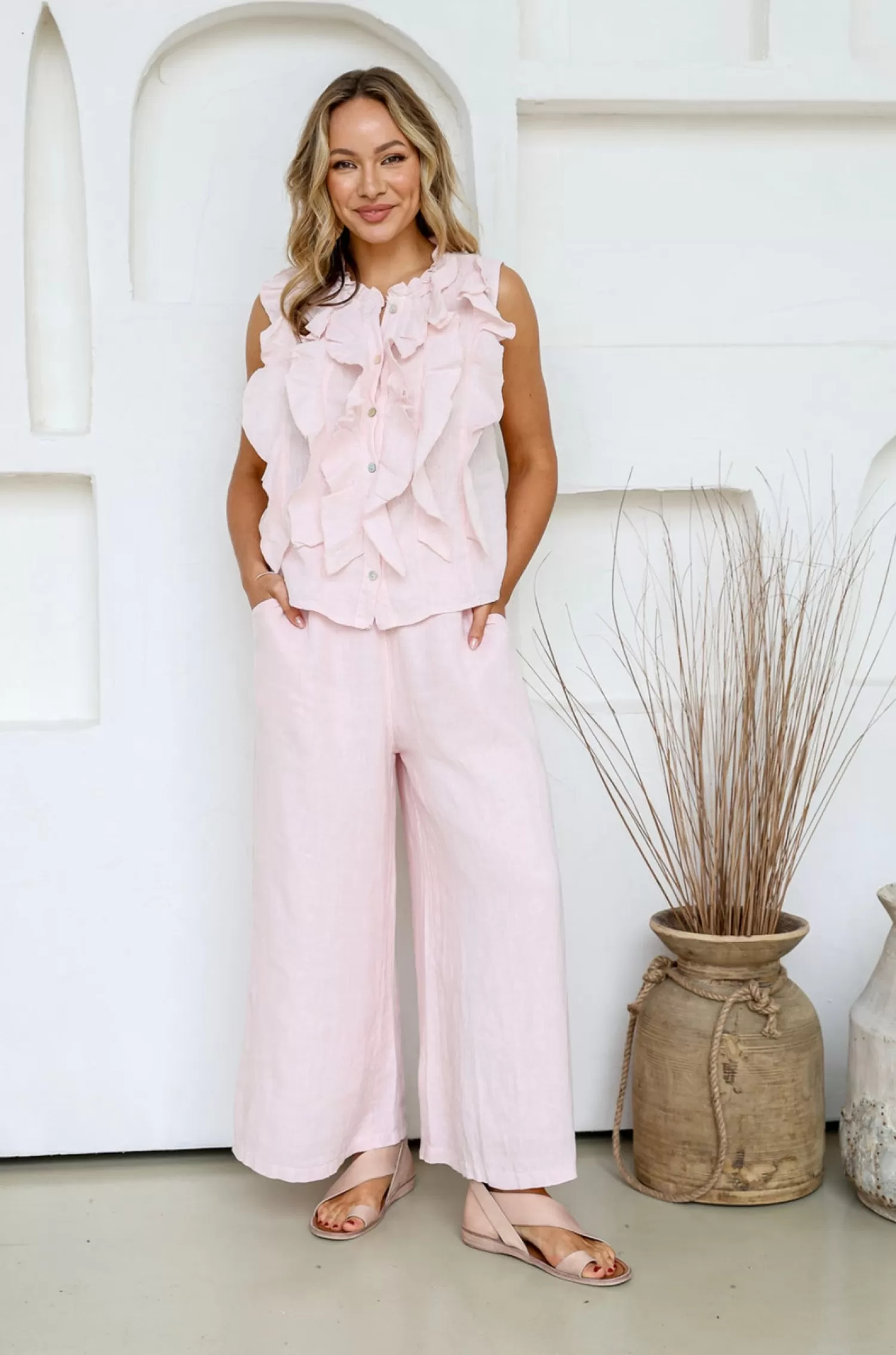 Free Angel Linen Lovers | Shirts & Tops*Parigi Linen Top - Blush - FA31