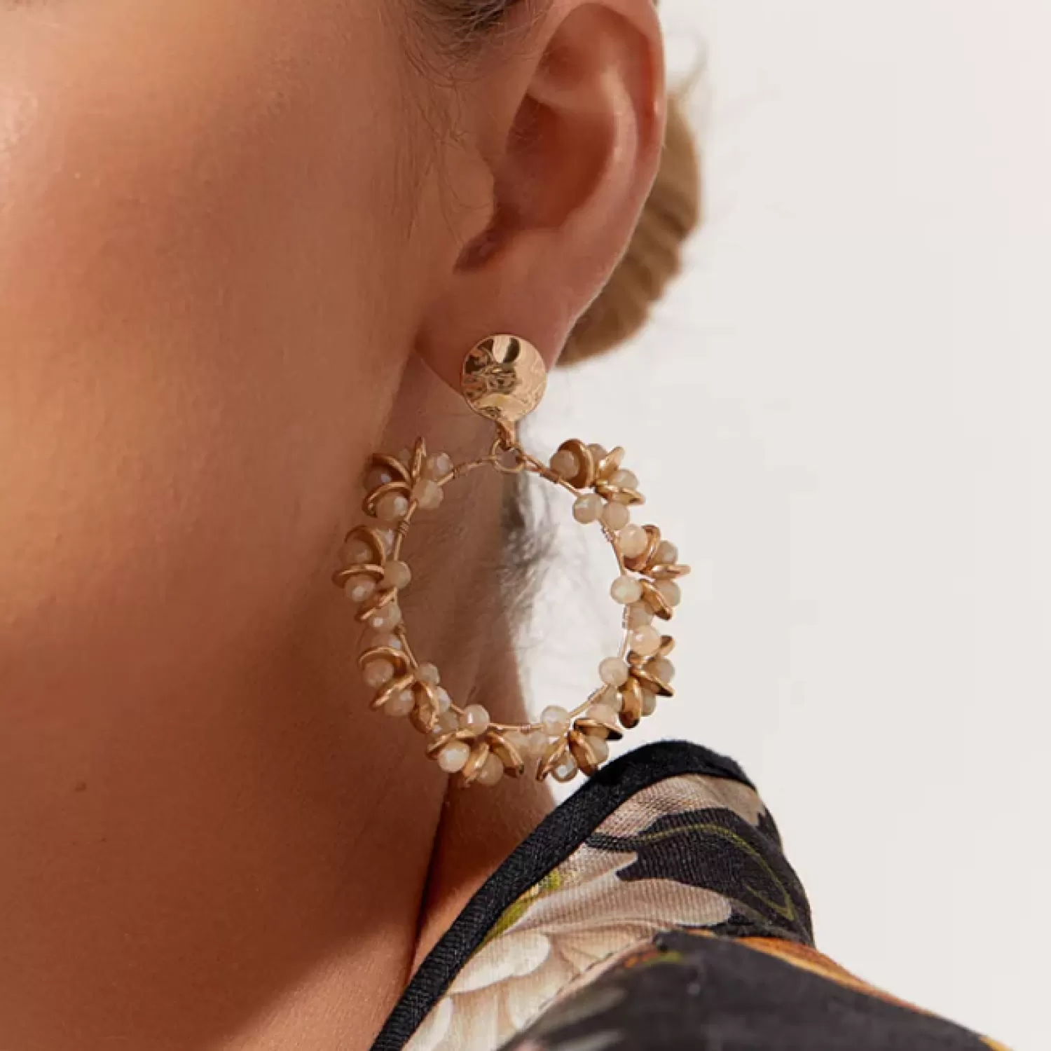 Adorne Jewellery*Pearl Bead Wreath Front Earrings - Gold - AD4