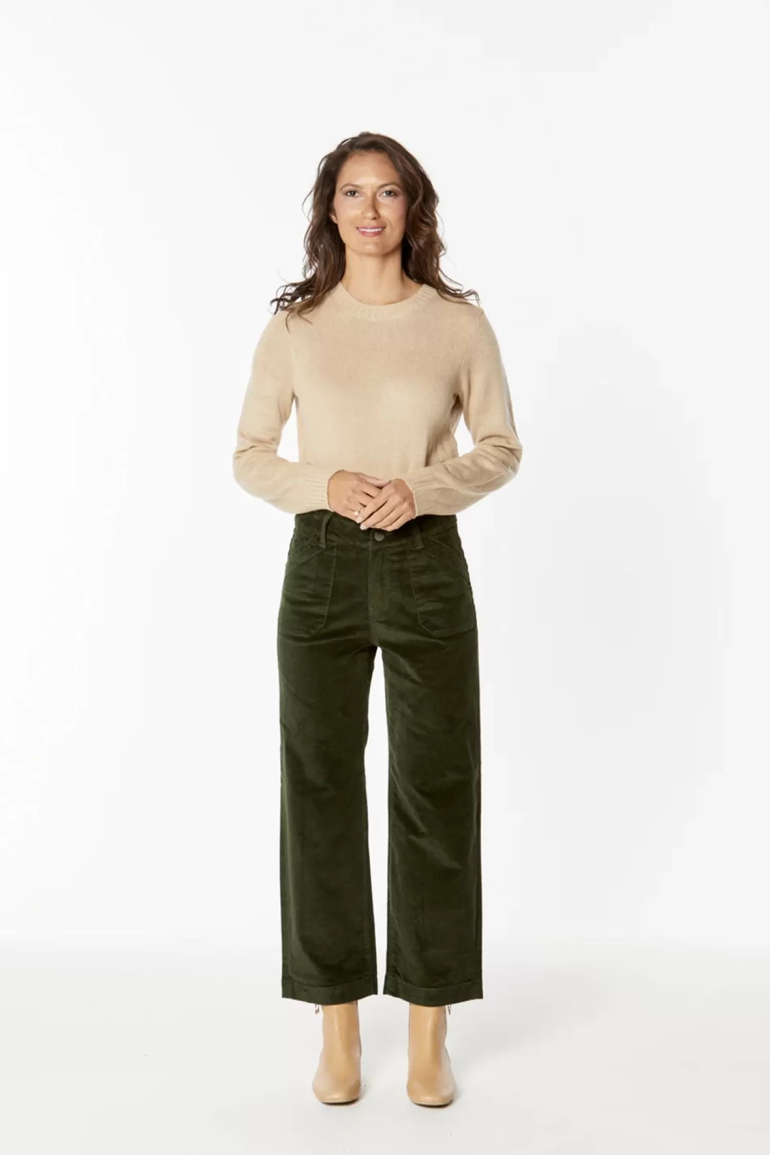 New London Jeans Ladies Pants*Penrith Corduroy Pant - Olive - NLJ32