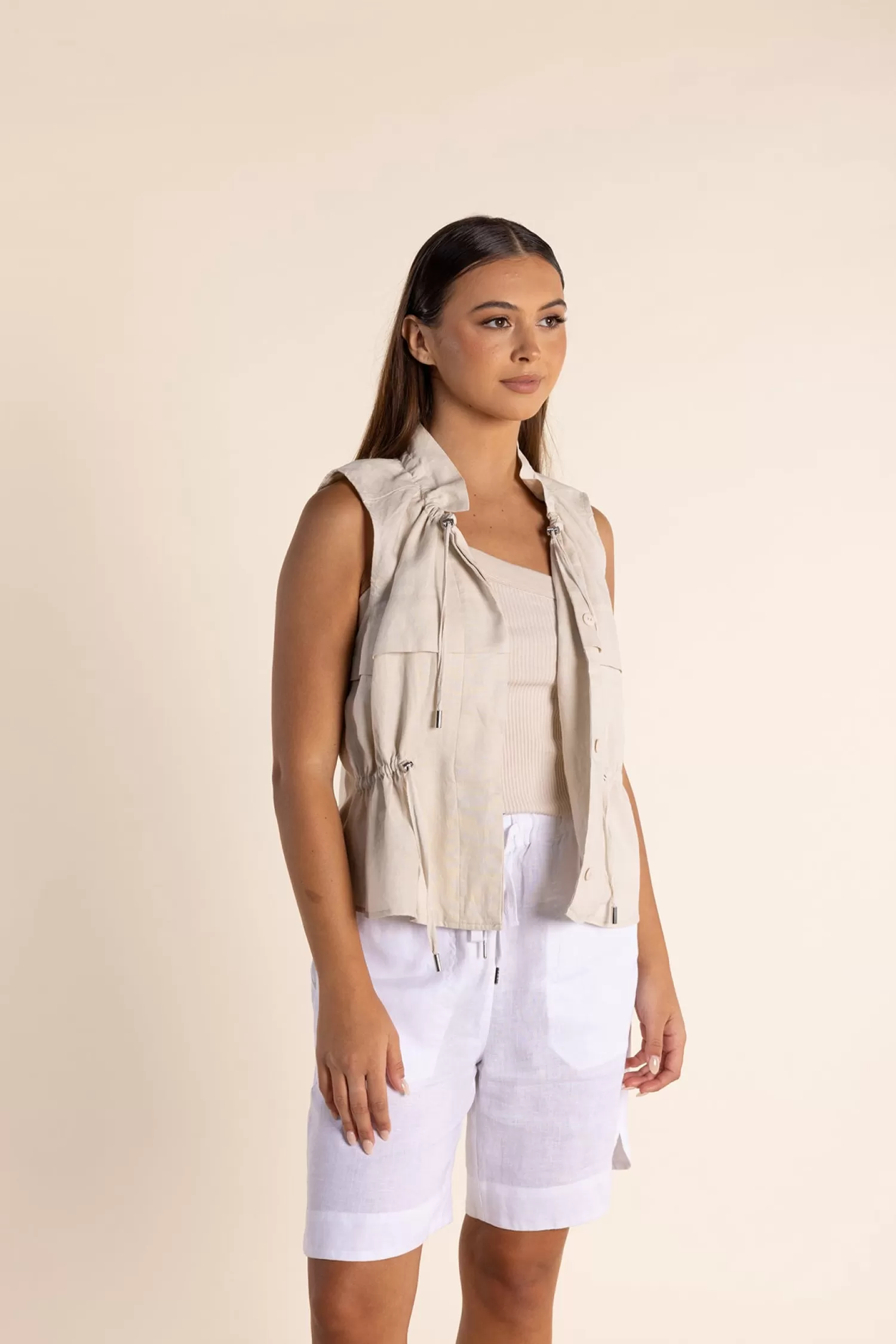 Two-T's Vests | Linen Lovers*Petra Linen Vest - Natural - TT20
