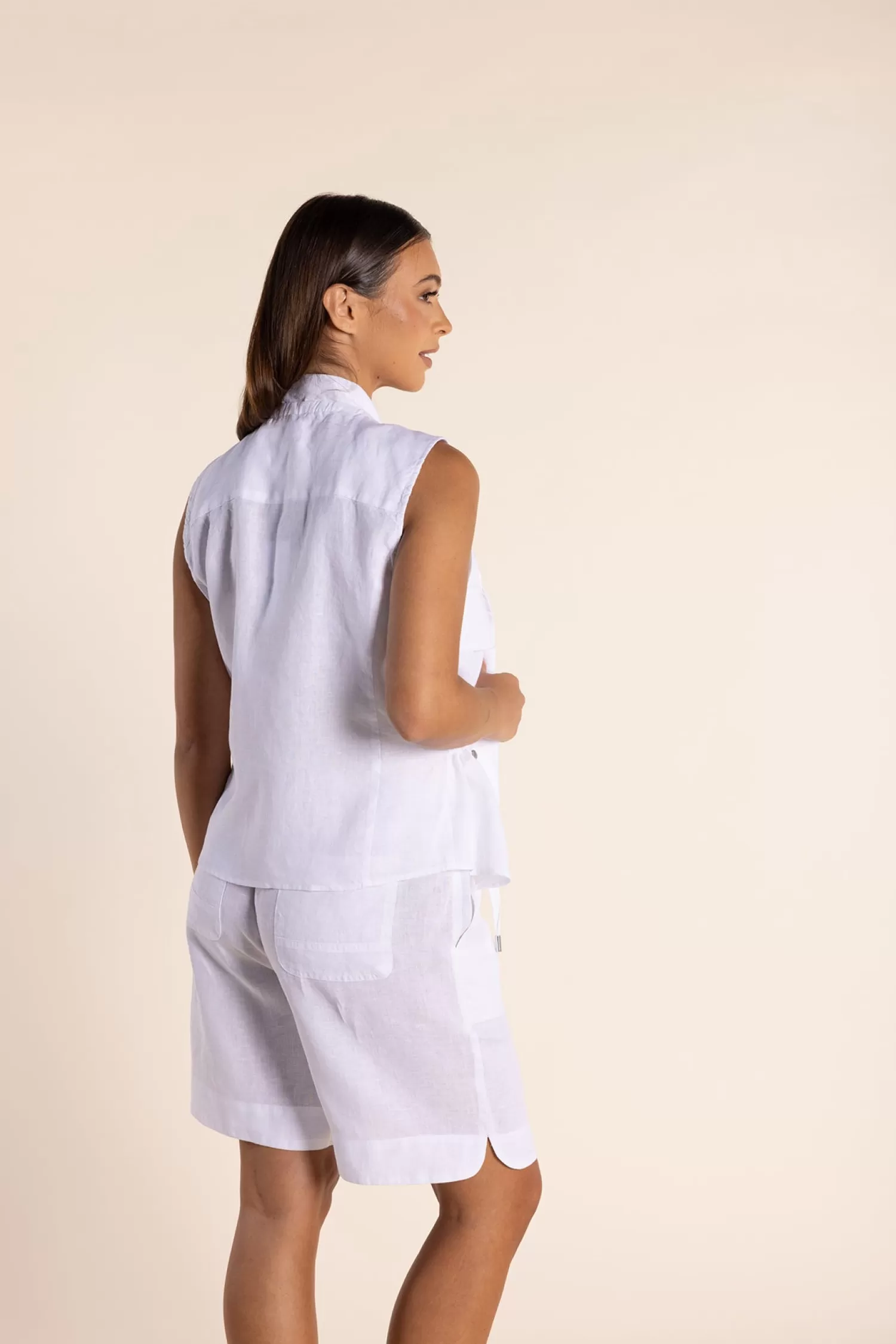 Two-T's Vests | Linen Lovers*Petra Linen Vest - White - TT20