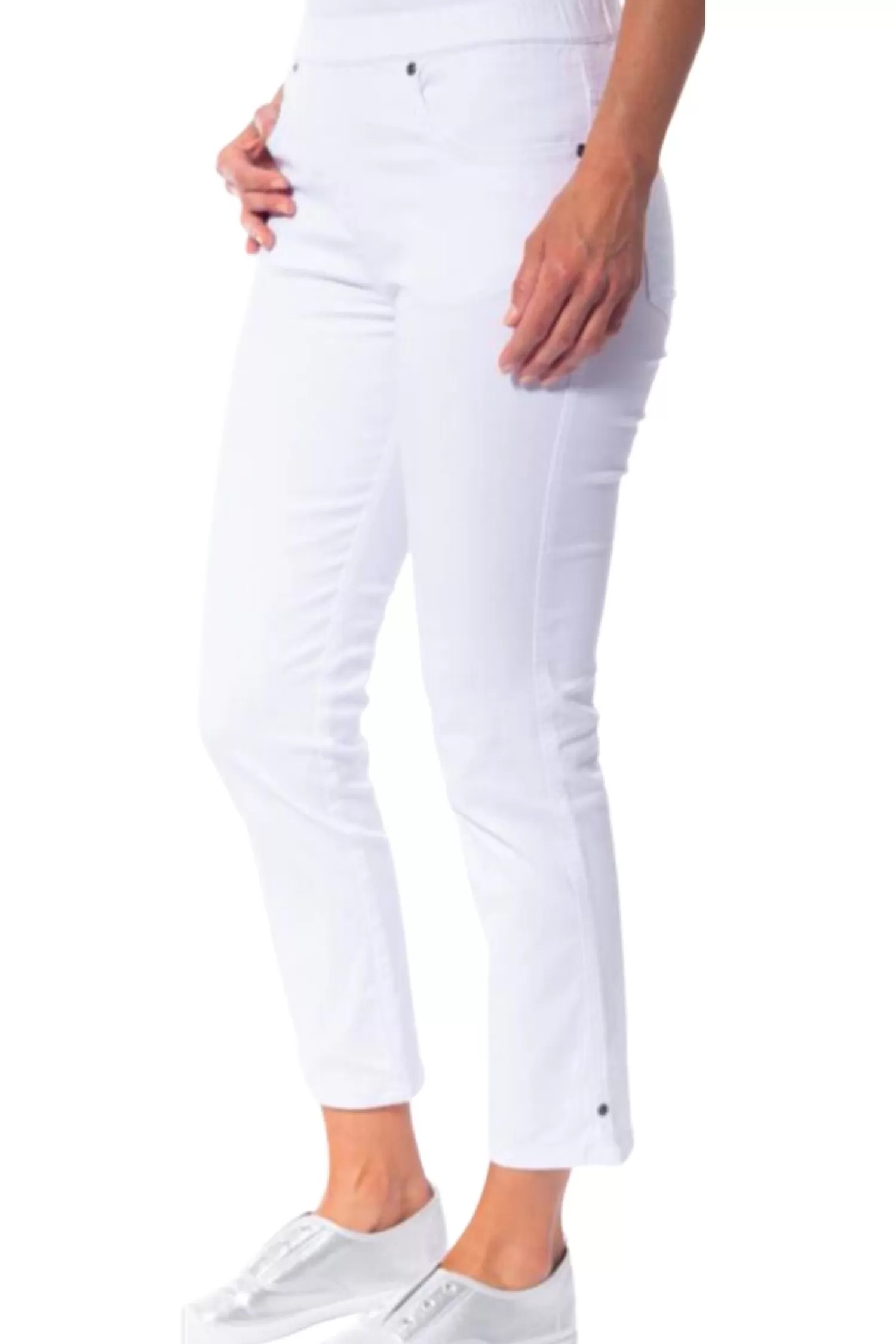 Cafe Latte Ladies Pants*Pull On 7/8 Jean - White - CL5