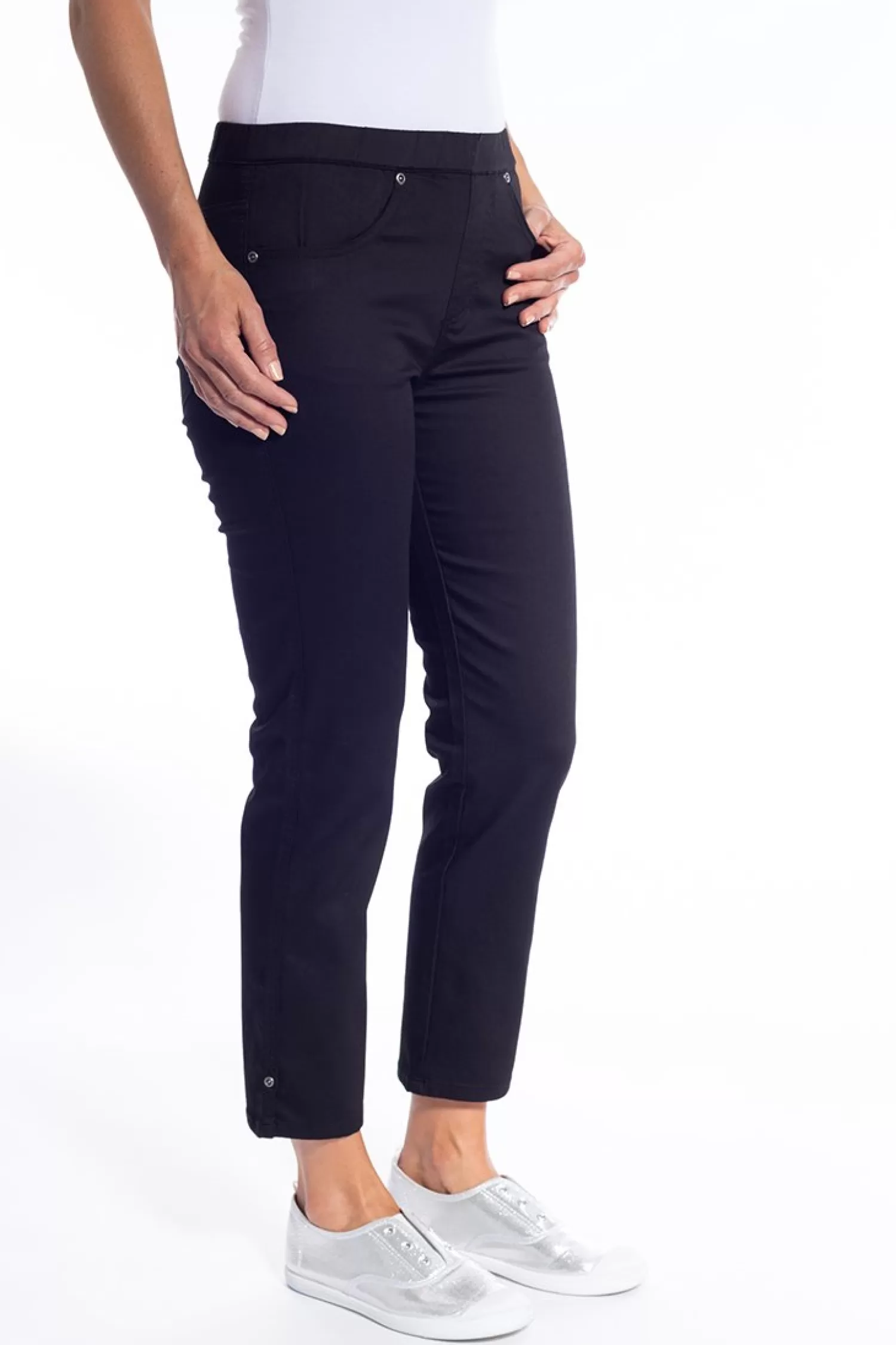 Cafe Latte Ladies Pants*Pull On 7/8 Jeans - Navy - CL5
