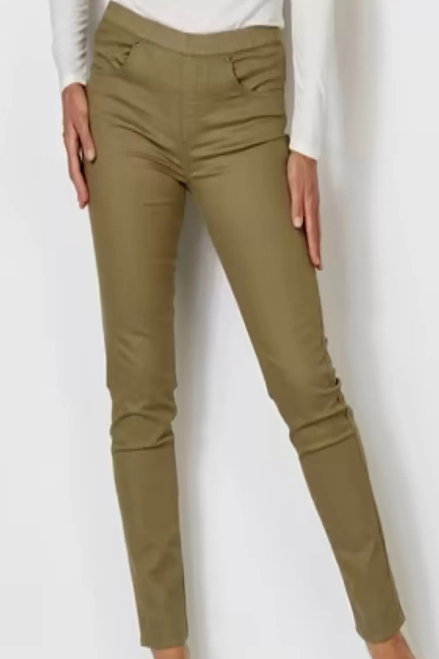 Cafe Latte Women's Jeans*Pull on Jean - Khaki - CL20