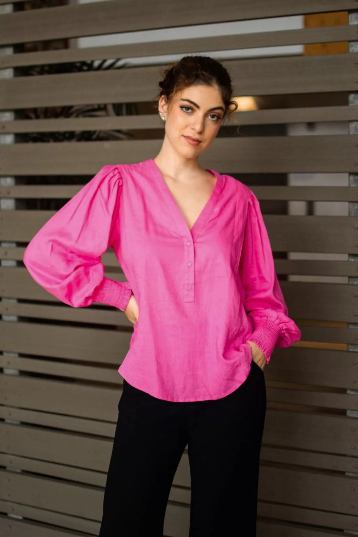Pizazz Boutique Shirts & Tops*Quinn Shirt - Hot Pink - SO8
