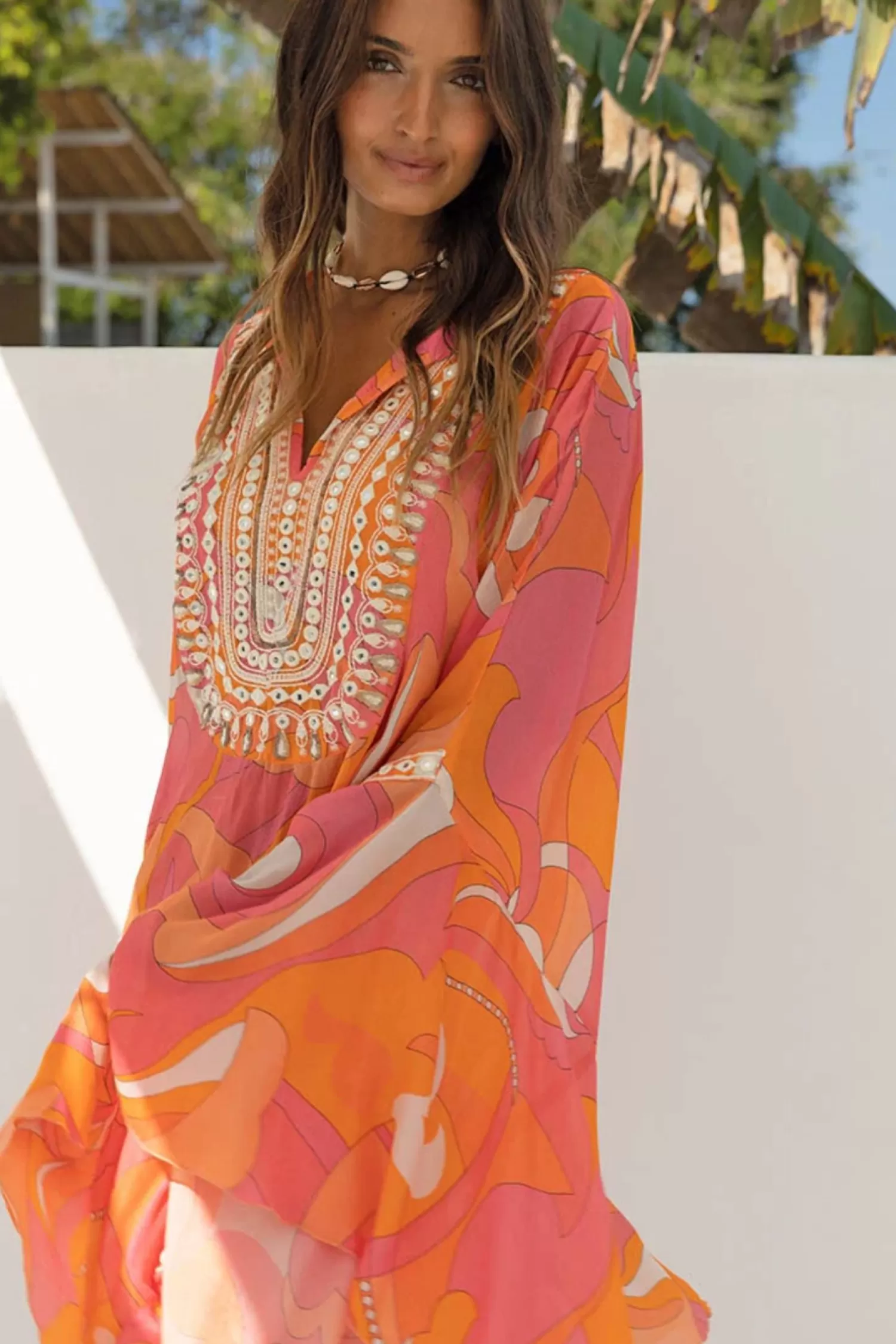 Miss June Dresses*Rachel Kaftan - Pink Orange - M37