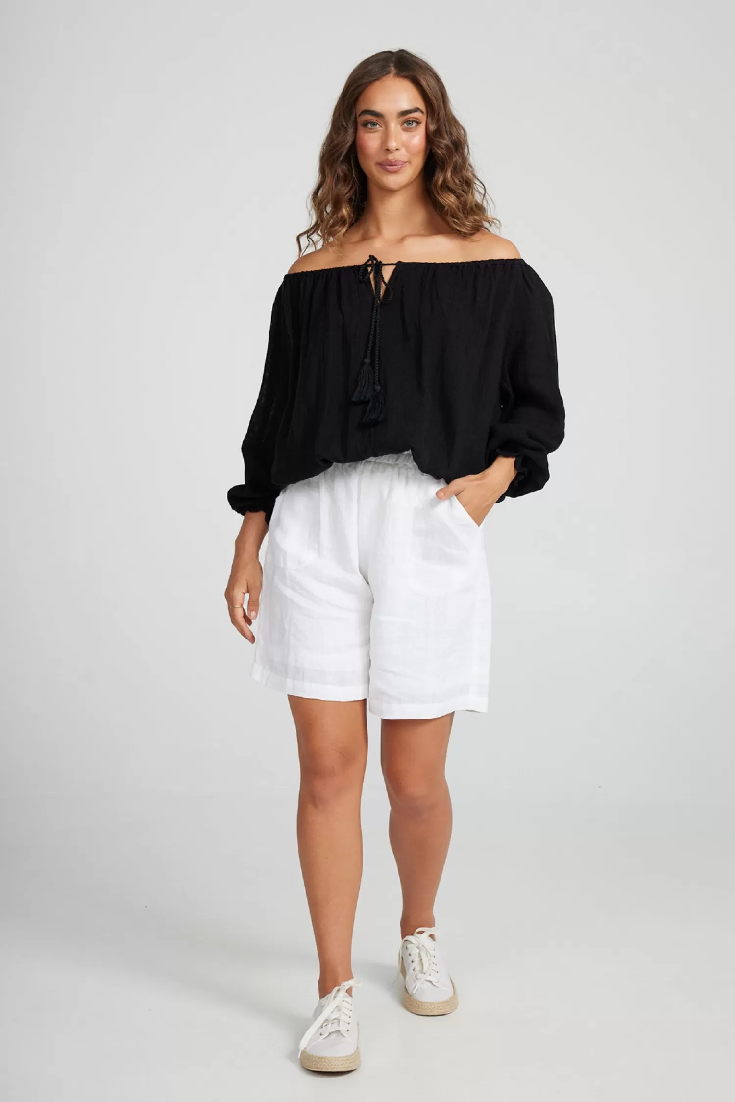 Holiday Linen Lovers | Shirts & Tops*Seaside Top | Black | H28