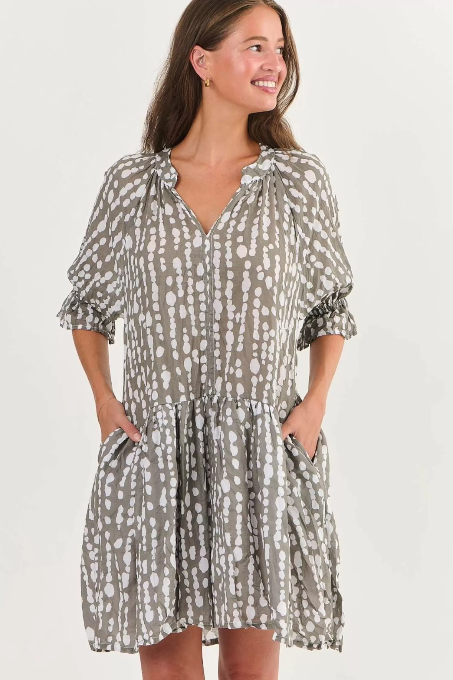 Namastai Dresses*Shelly Cotton Dress - Caviar Pearl - N2