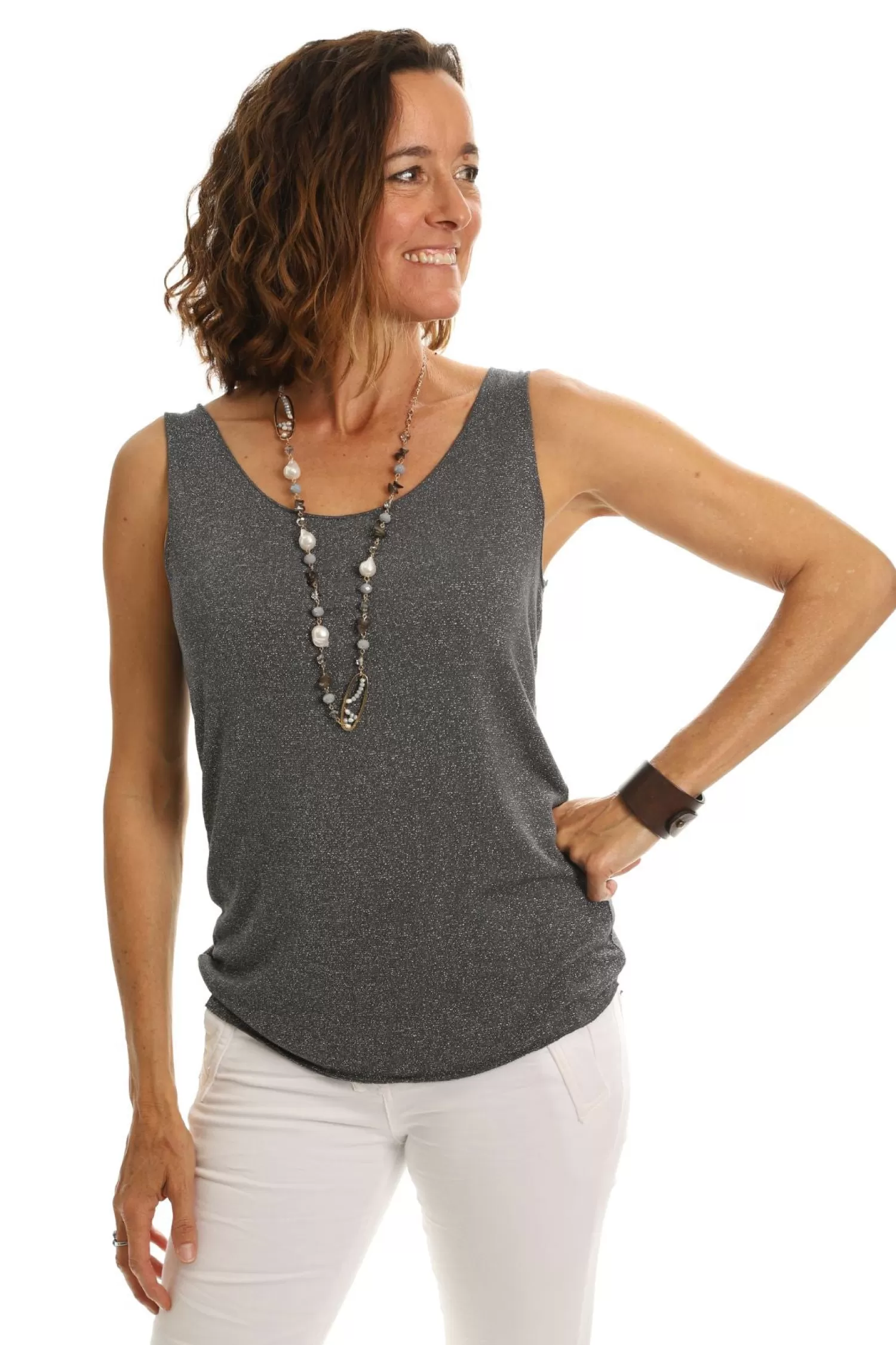 Cindy G Shirts & Tops*Shimmer Knit Singlet - CG16