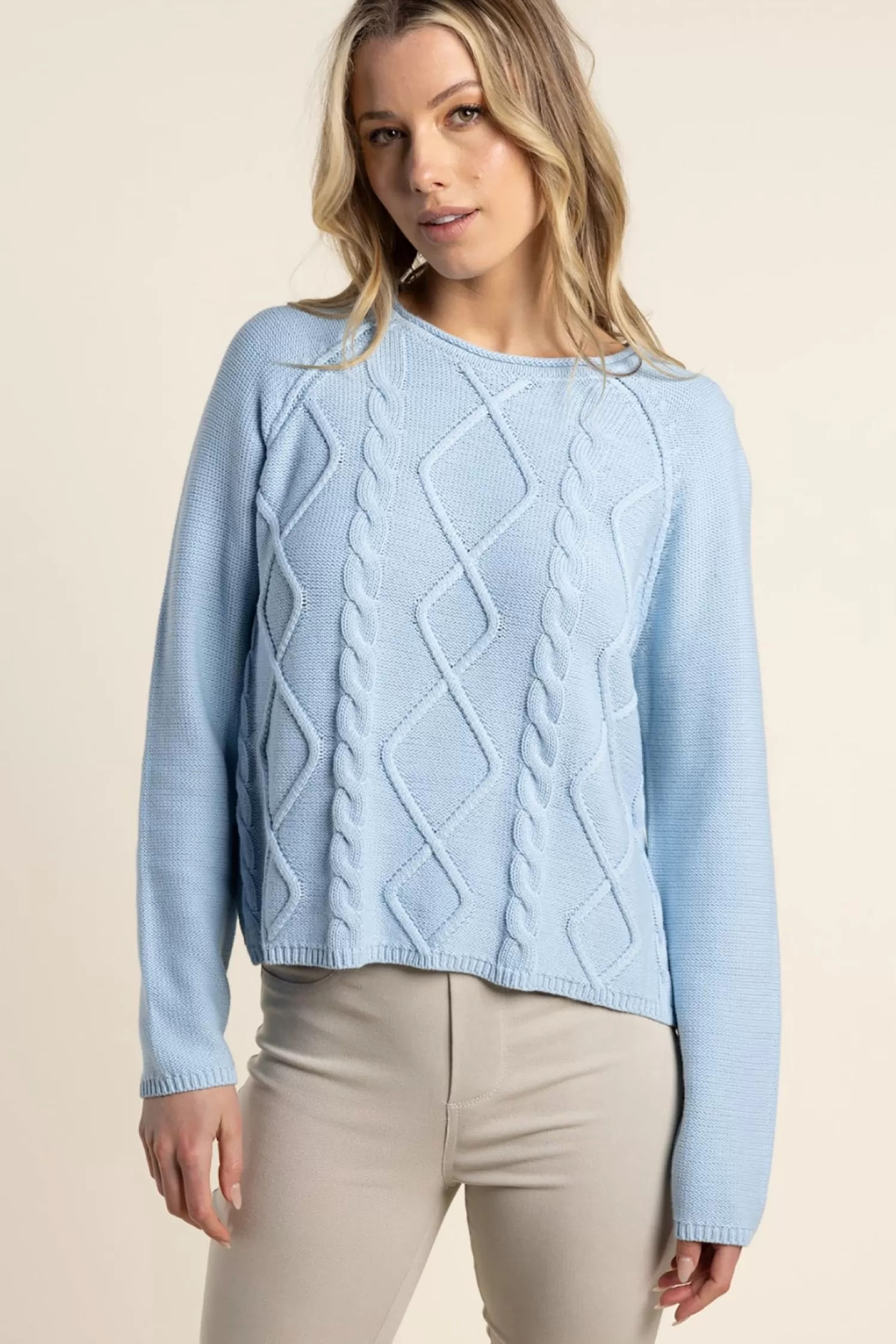 Two-T's Jumpers & Knitwear*Shyla Cable Knit - Ice Blue - TT32