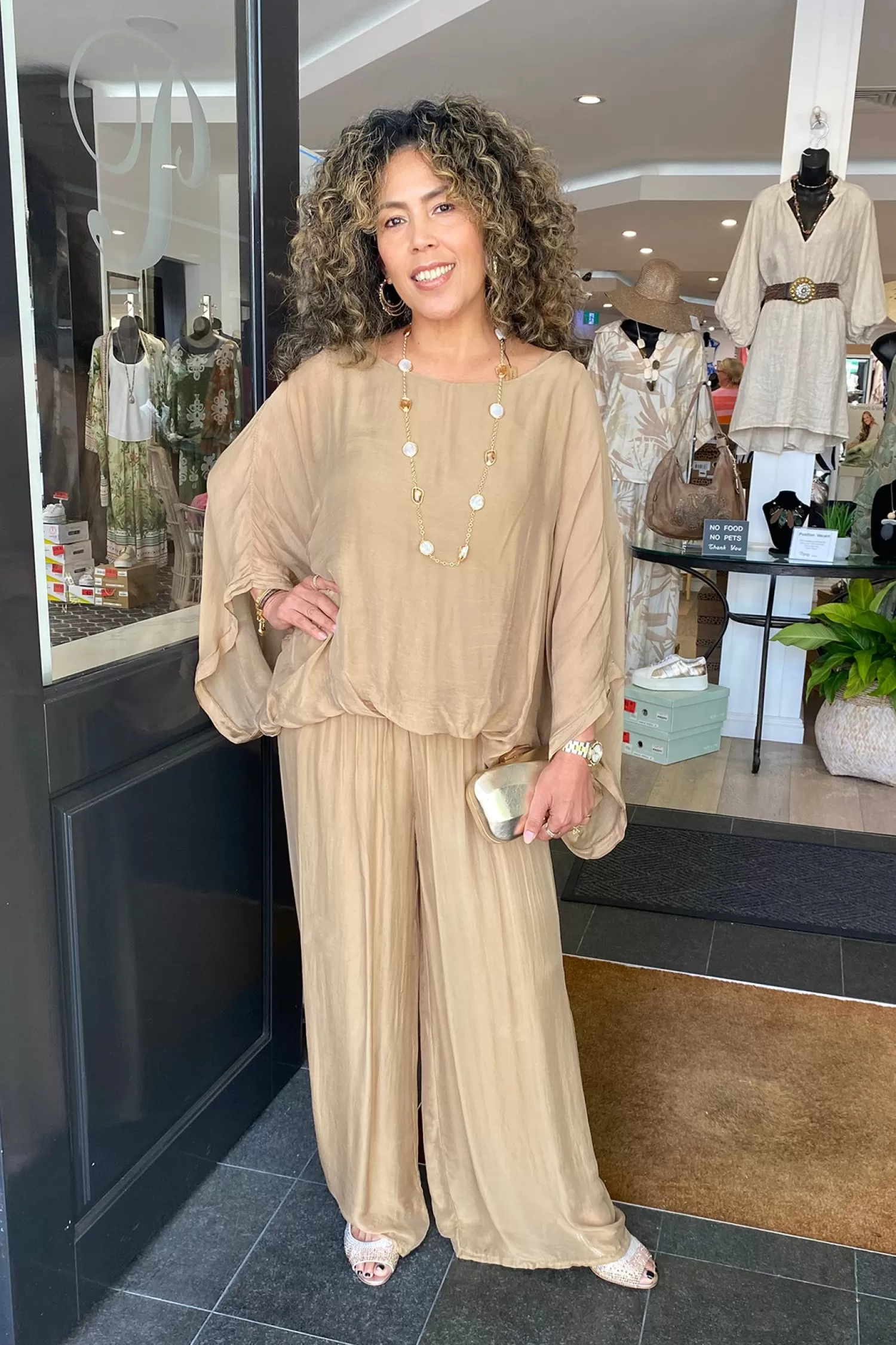 Cindy G Ladies Pants*Silk Viscose Pants - Tan - CG17