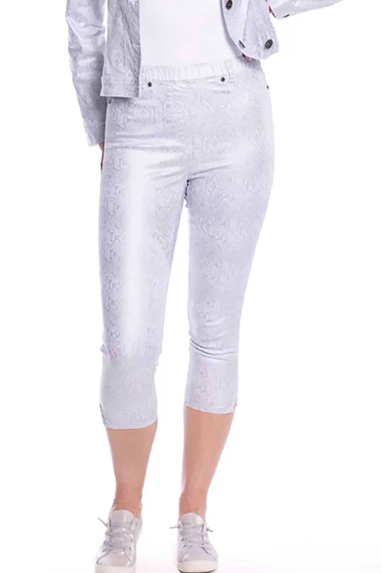 Cafe Latte Ladies Pants*Snake Foil Capri Jegging - Silver - CL3