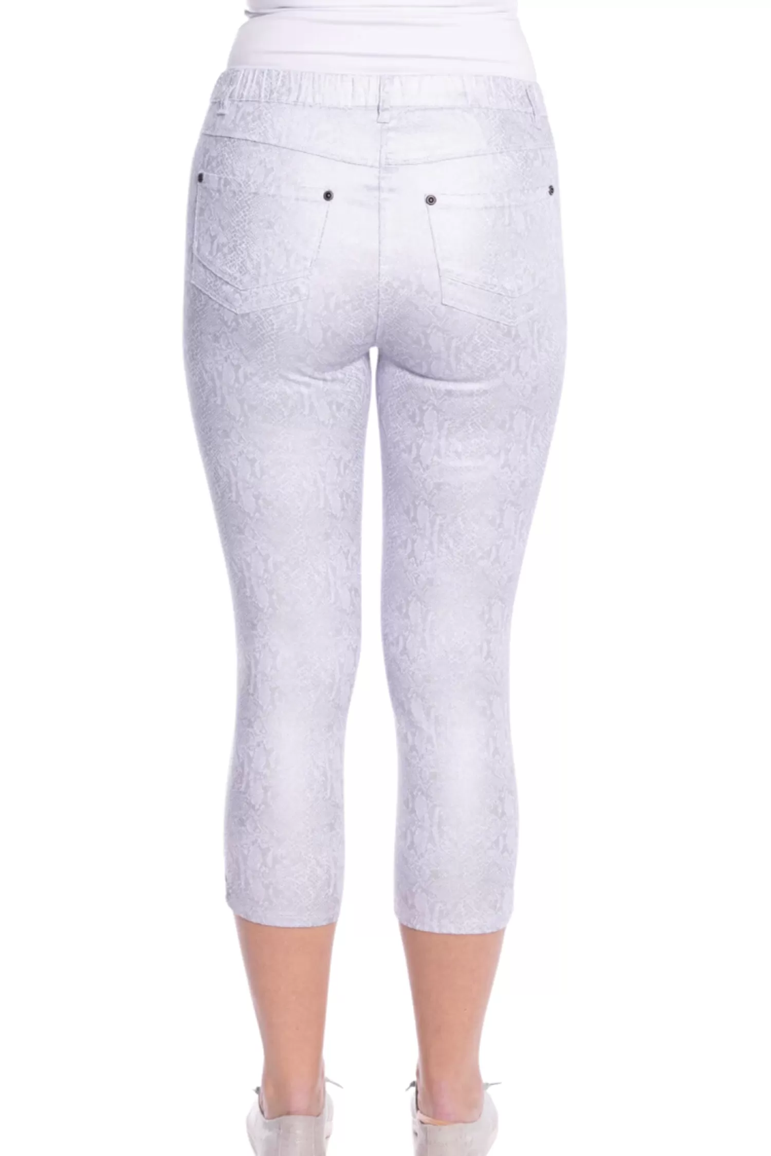 Cafe Latte Ladies Pants*Snake Foil Capri Jegging - Silver - CL3