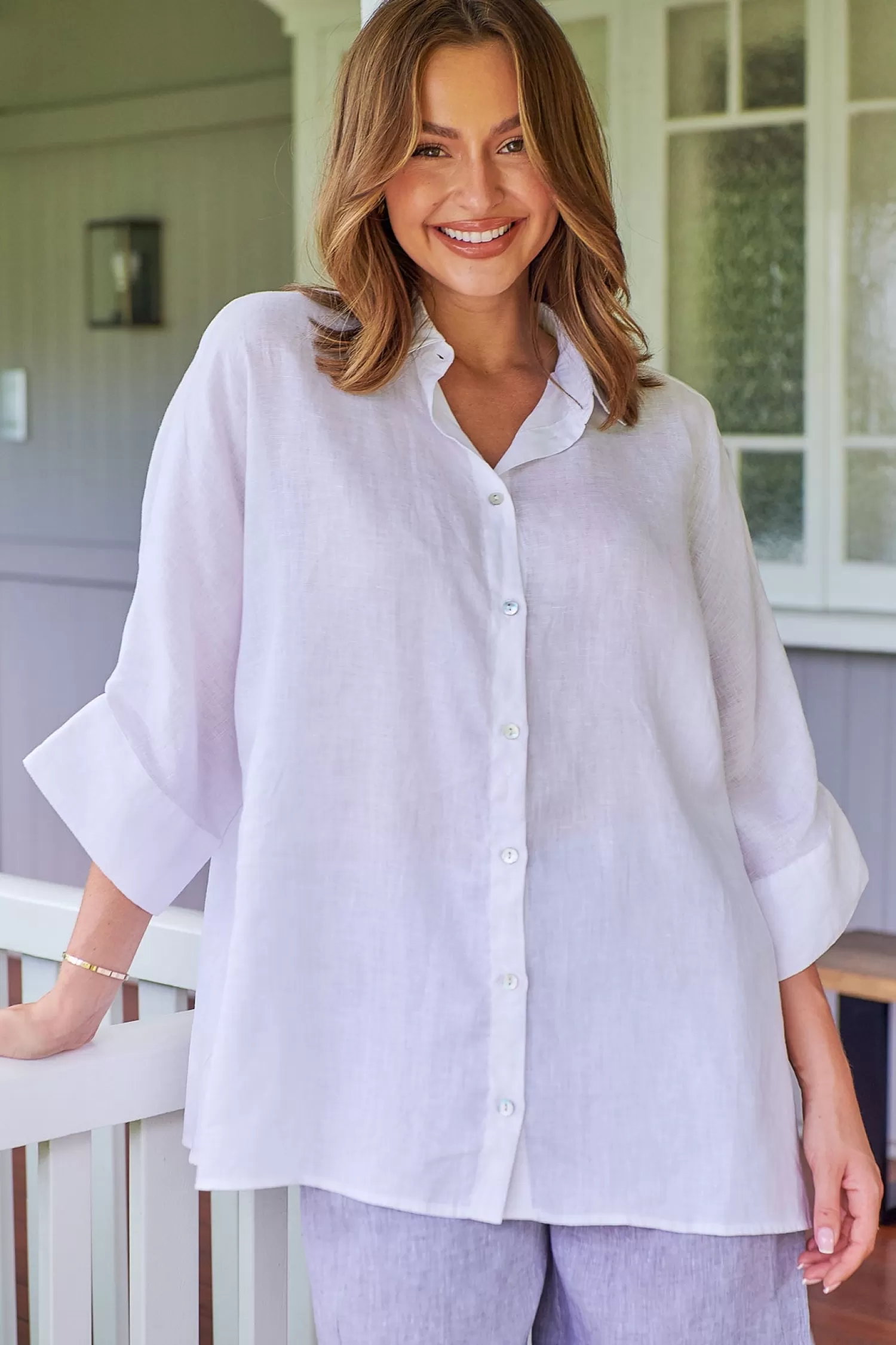 Naturals By O & J Linen Lovers | Shirts & Tops*Sophia Shirt - White - OJ11