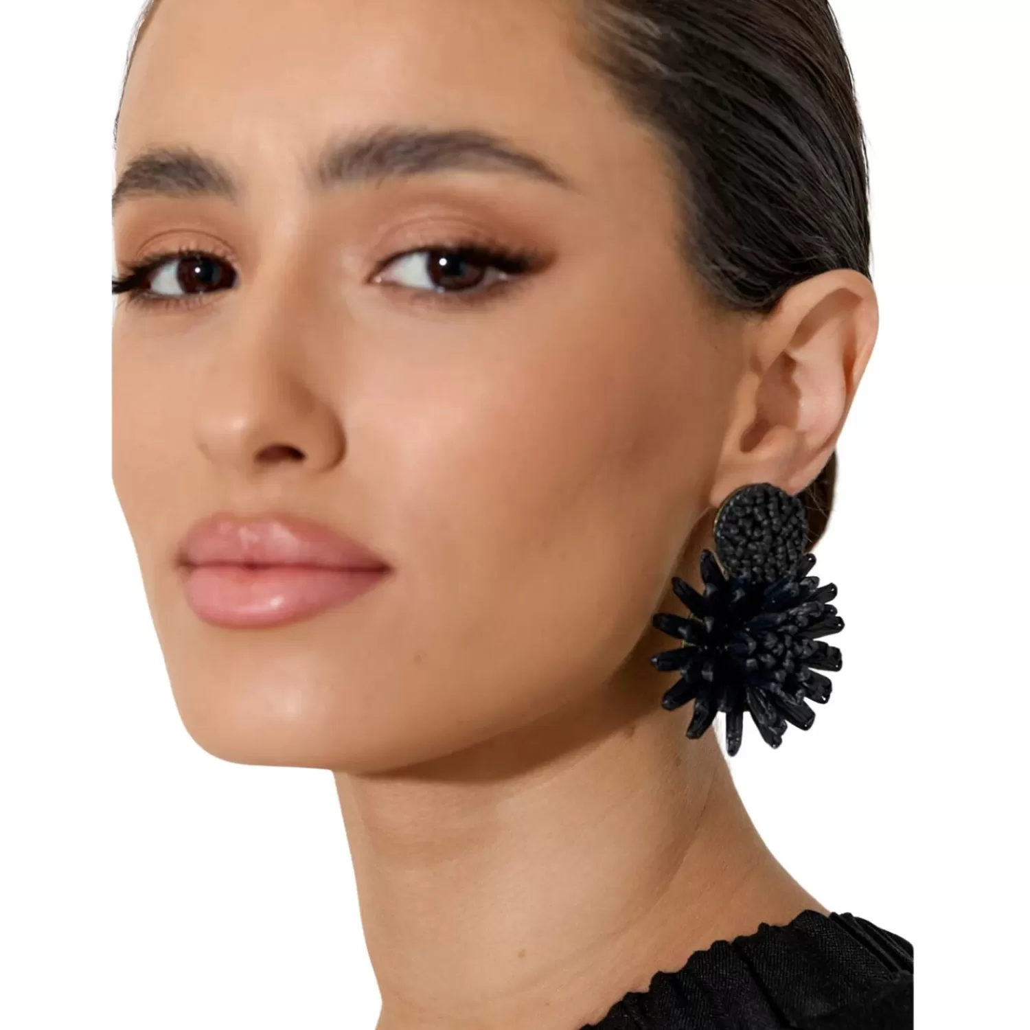 Adorne Jewellery*Statement Flower Earrings - Black - AD23