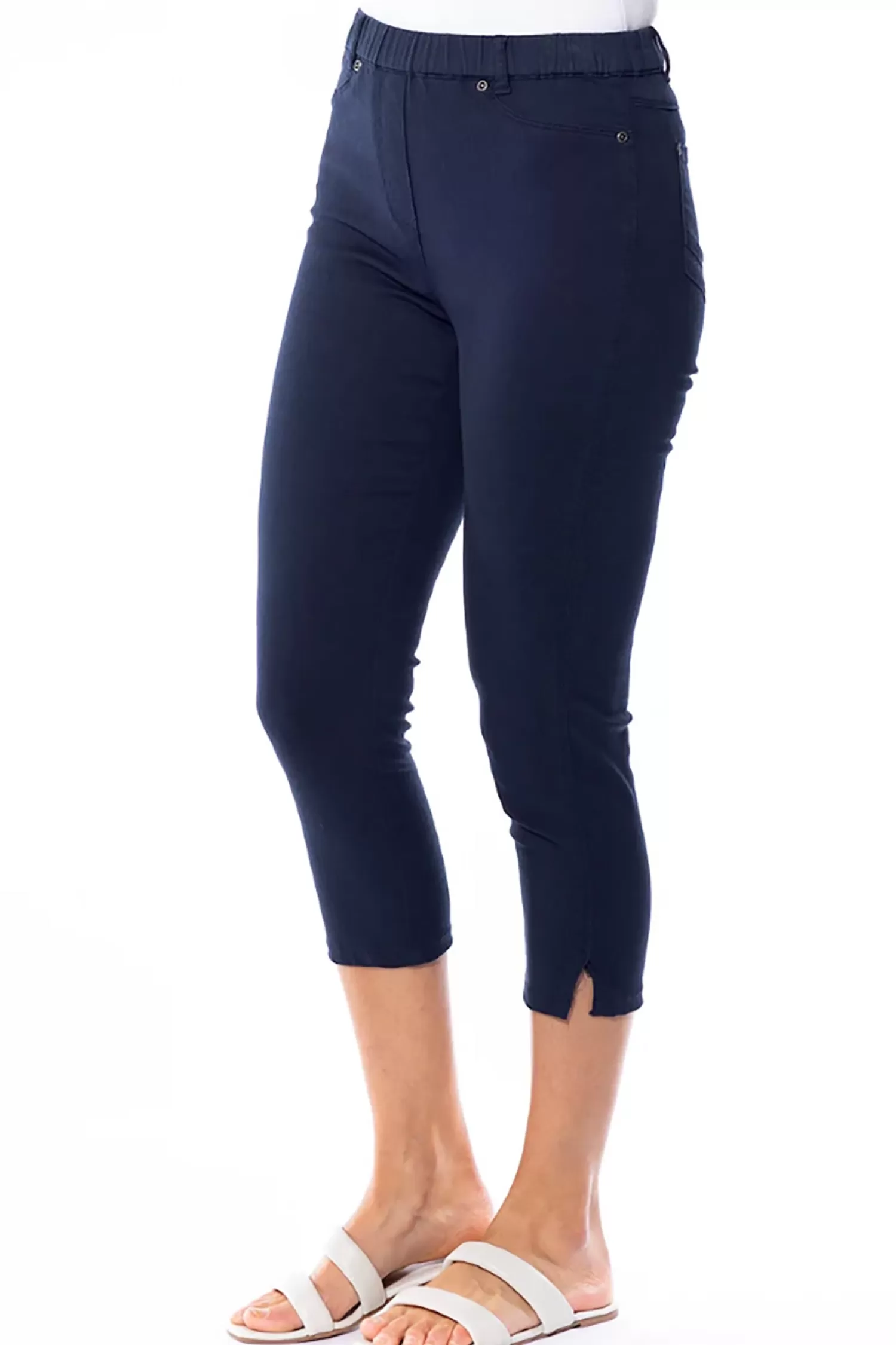 Cafe Latte Ladies Pants*Stretch Capri Jeggings - Navy - CL2
