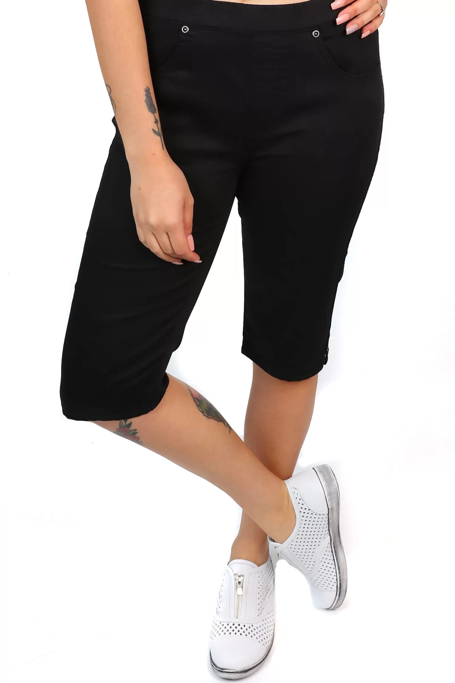 Cafe Latte Shorts*Stretch Pull On Jean Short - Black - CL4