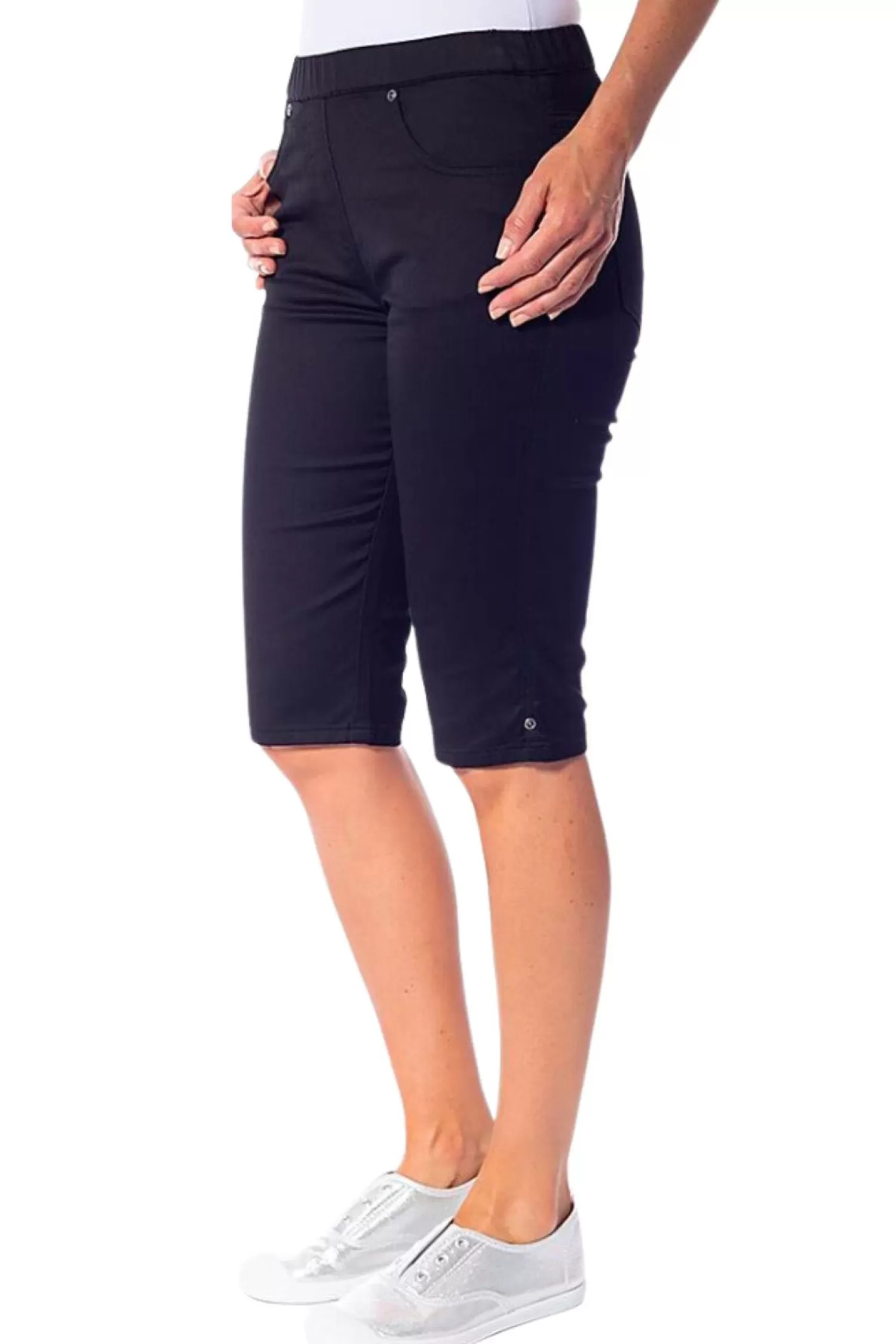 Cafe Latte Shorts*Stretch Pull On Jean Short - Black - CL4