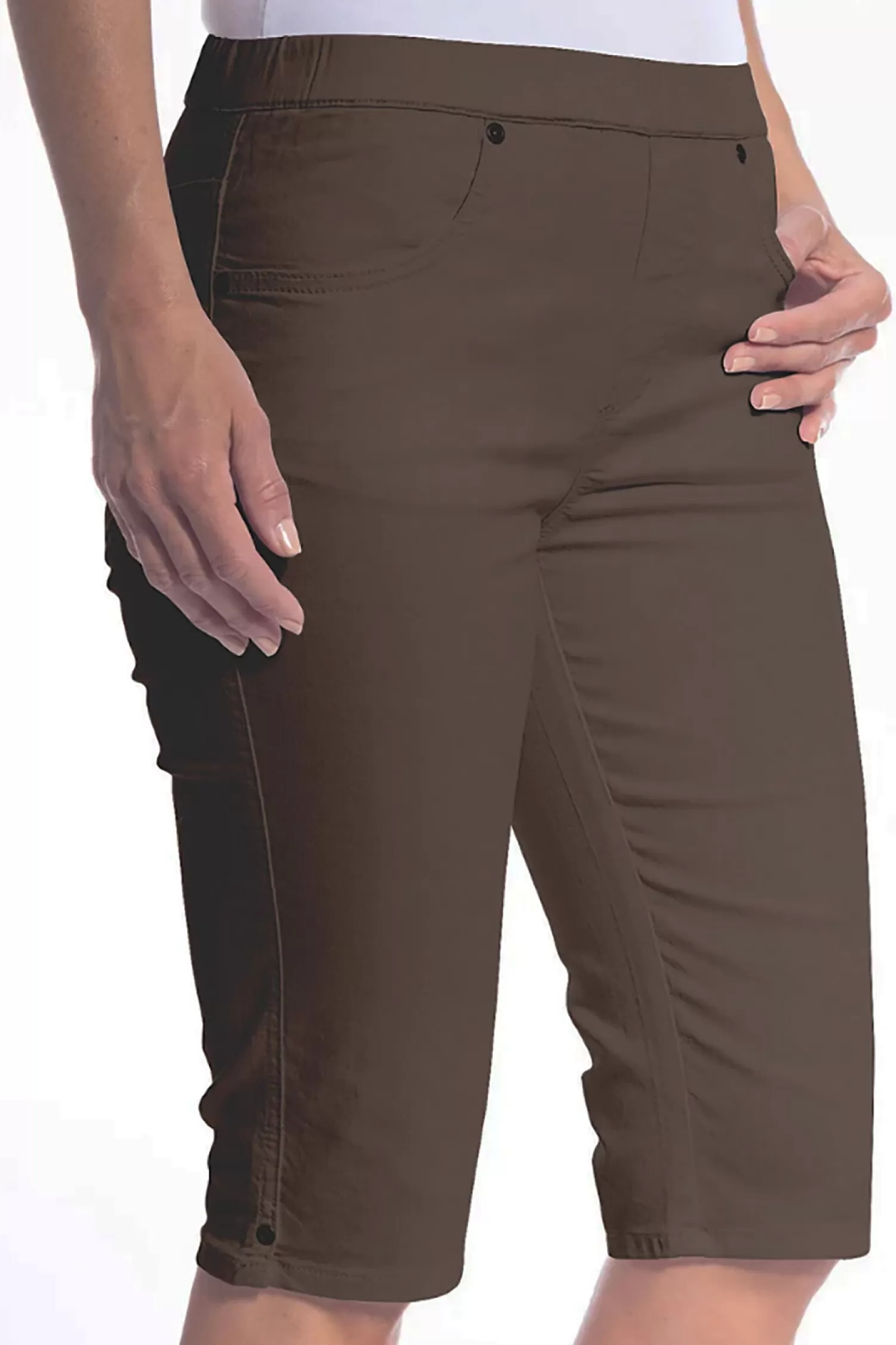 Cafe Latte Shorts*Stretch Pull On Jean Short - Chocolate - CL4