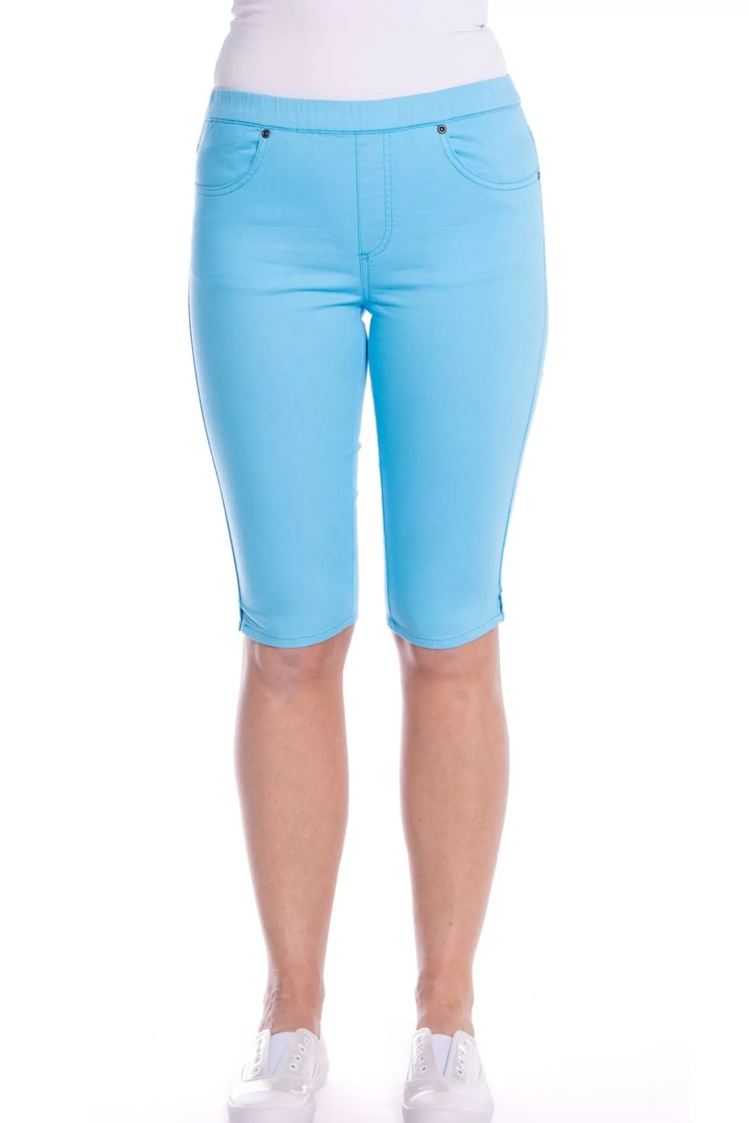 Cafe Latte Shorts*Stretch Pull On Jean Short - Ocean - CL4