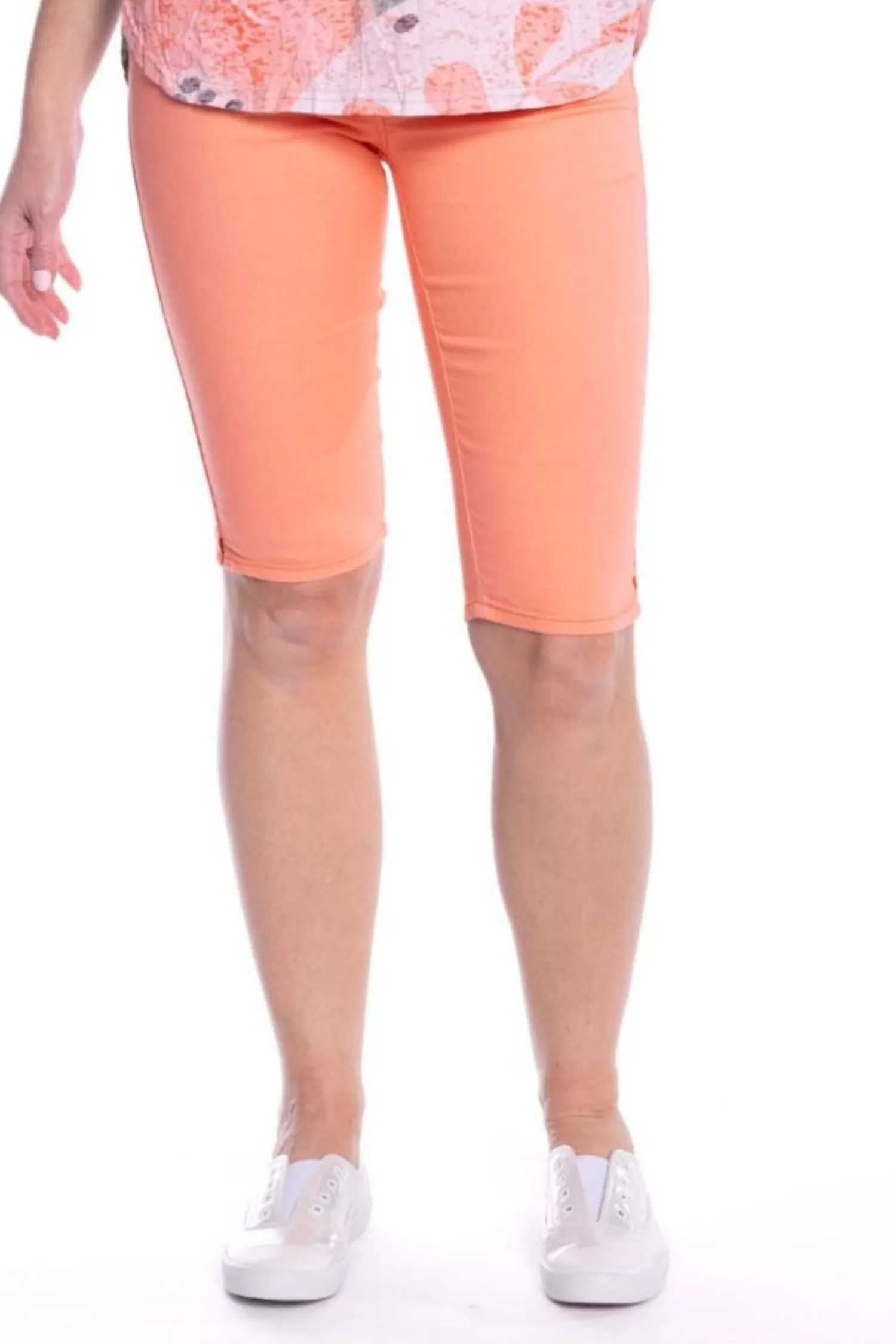 Cafe Latte Shorts*Stretch Pull On Jean Short - Peach - CL4