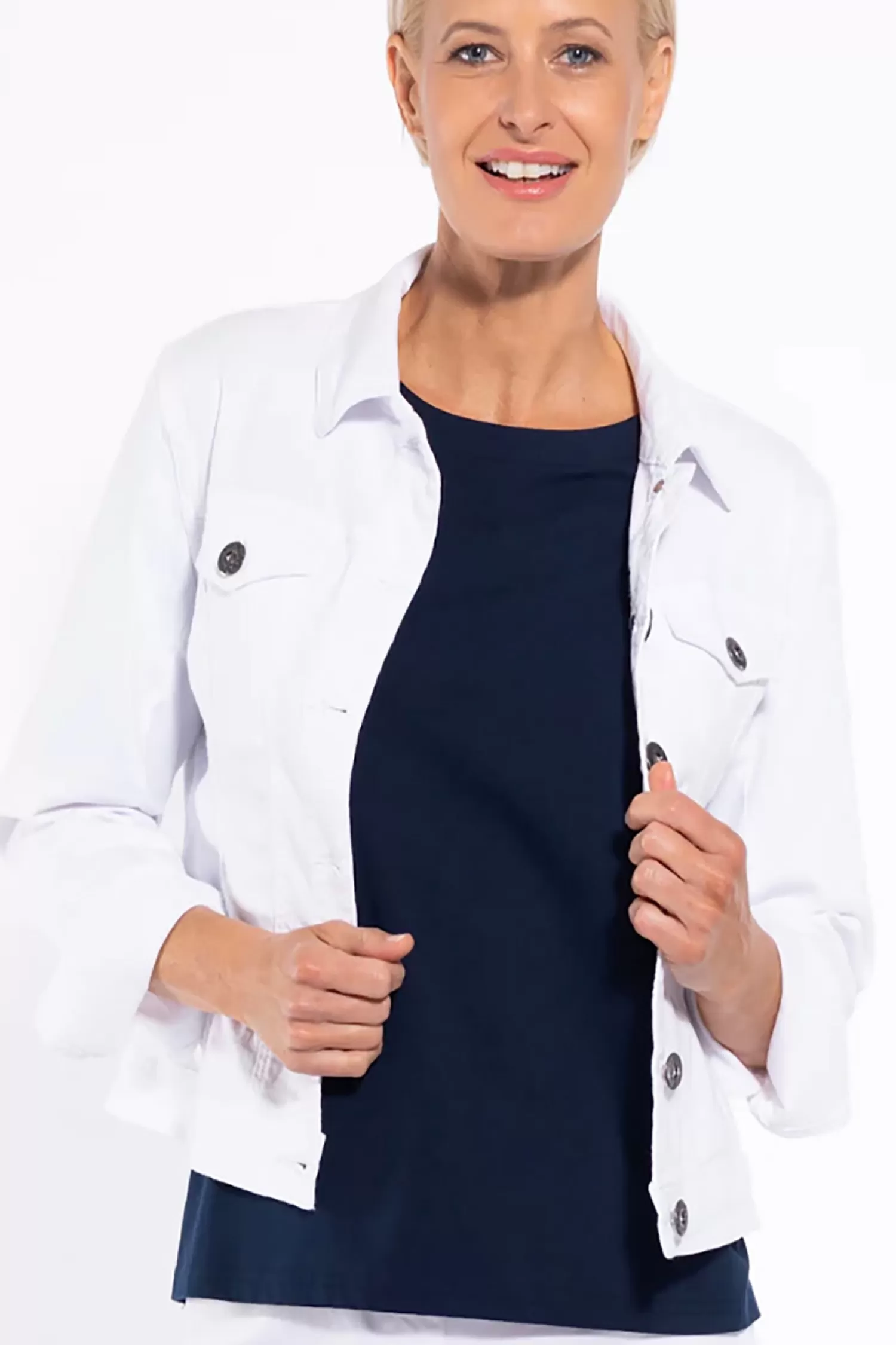 Cafe Latte Coats & Jackets*Stretch White Denim Jacket - CL12