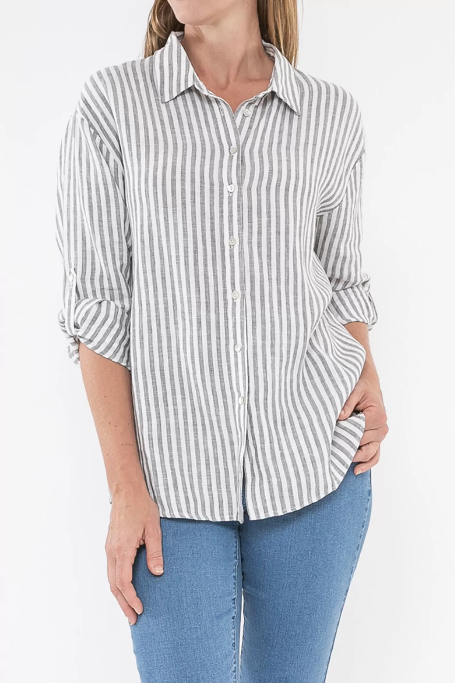 JUMP Linen Lovers | Shirts & Tops*Stripe Linen Shirt | Thyme | JP2