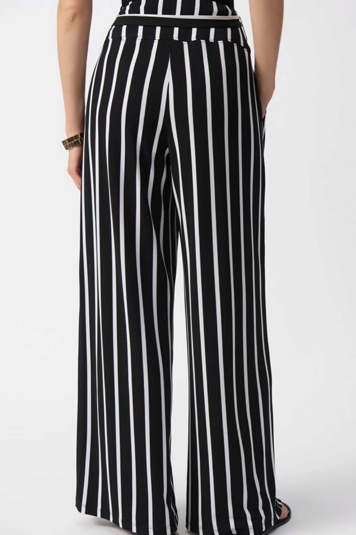 Joseph Ribkoff Ladies Pants*Striped Silky Wide Leg Pant - Black - JR54