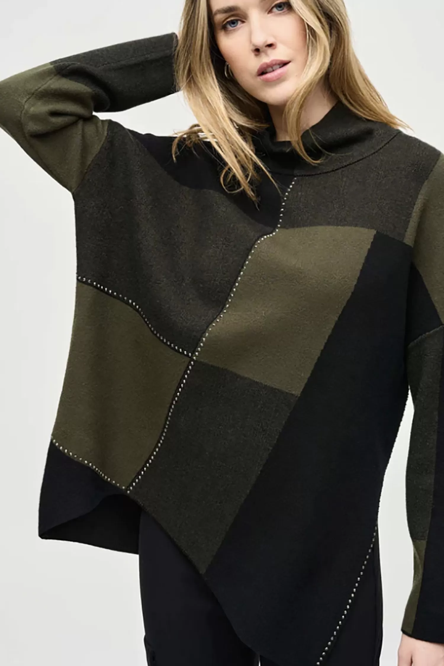 Joseph Ribkoff Jumpers & Knitwear*Studded Detail Knit - Iguana/Black - JR17