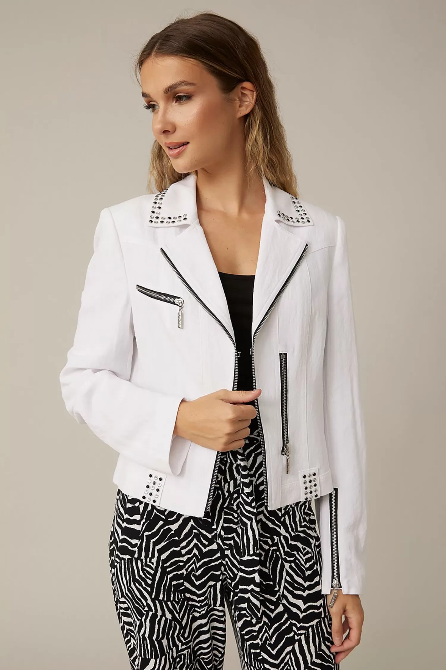 Joseph Ribkoff Coats & Jackets*Studded Jacket | White | JR13
