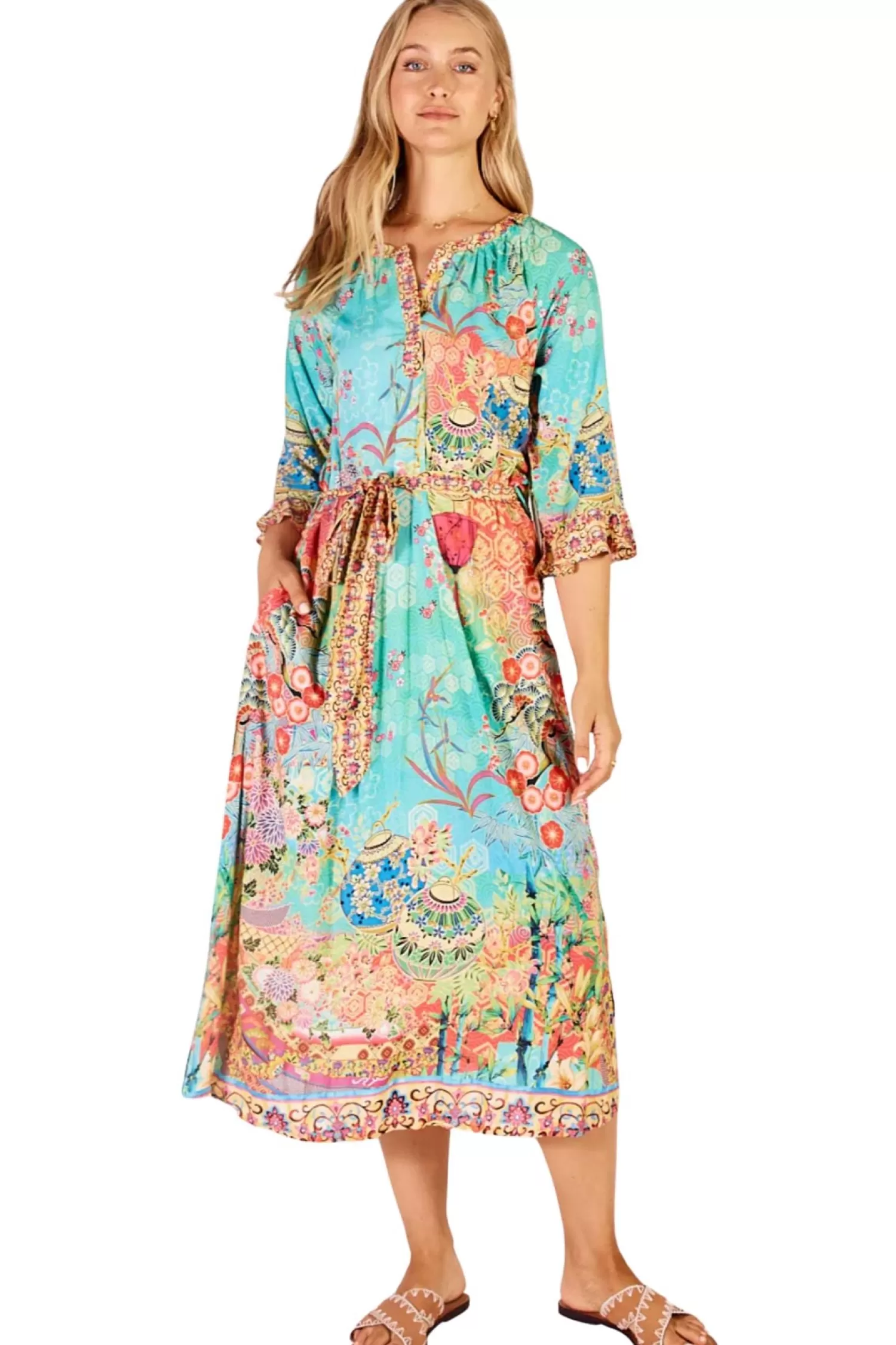 Lula Life Dresses*Sybil Midi Dress - Lagoon - LL26