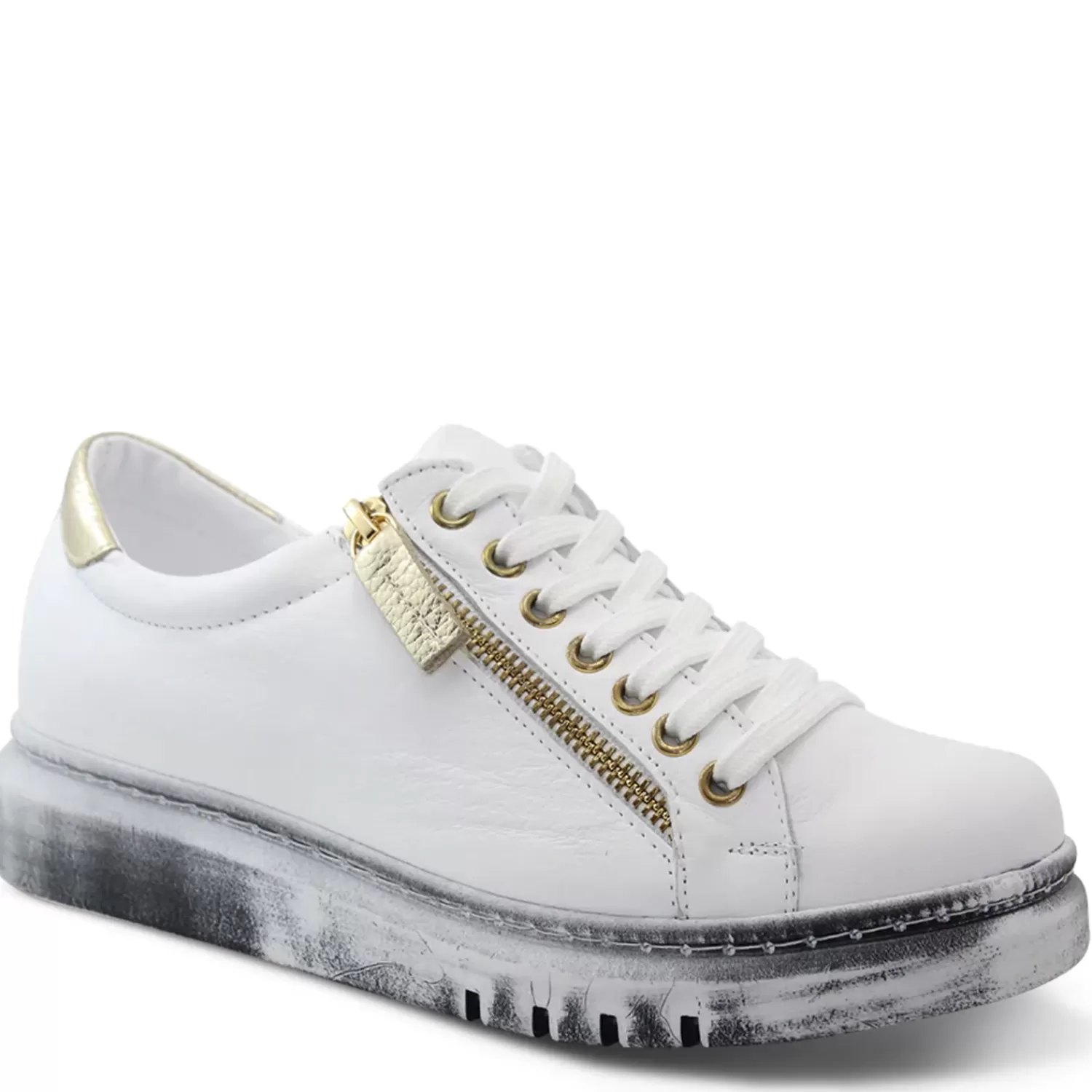 Rilassare Sneakers*Tatter Leather Sneaker - White/Gold - RS3